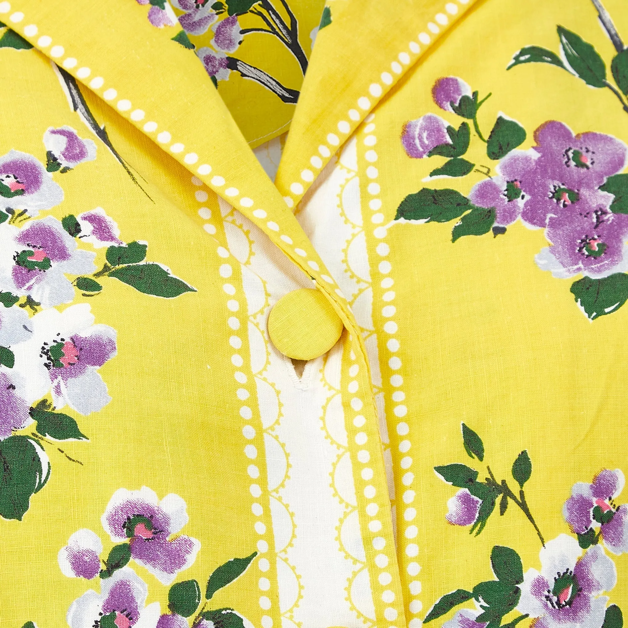 1960s Sambo Fashions Yellow and Lilac Floral Print Dress