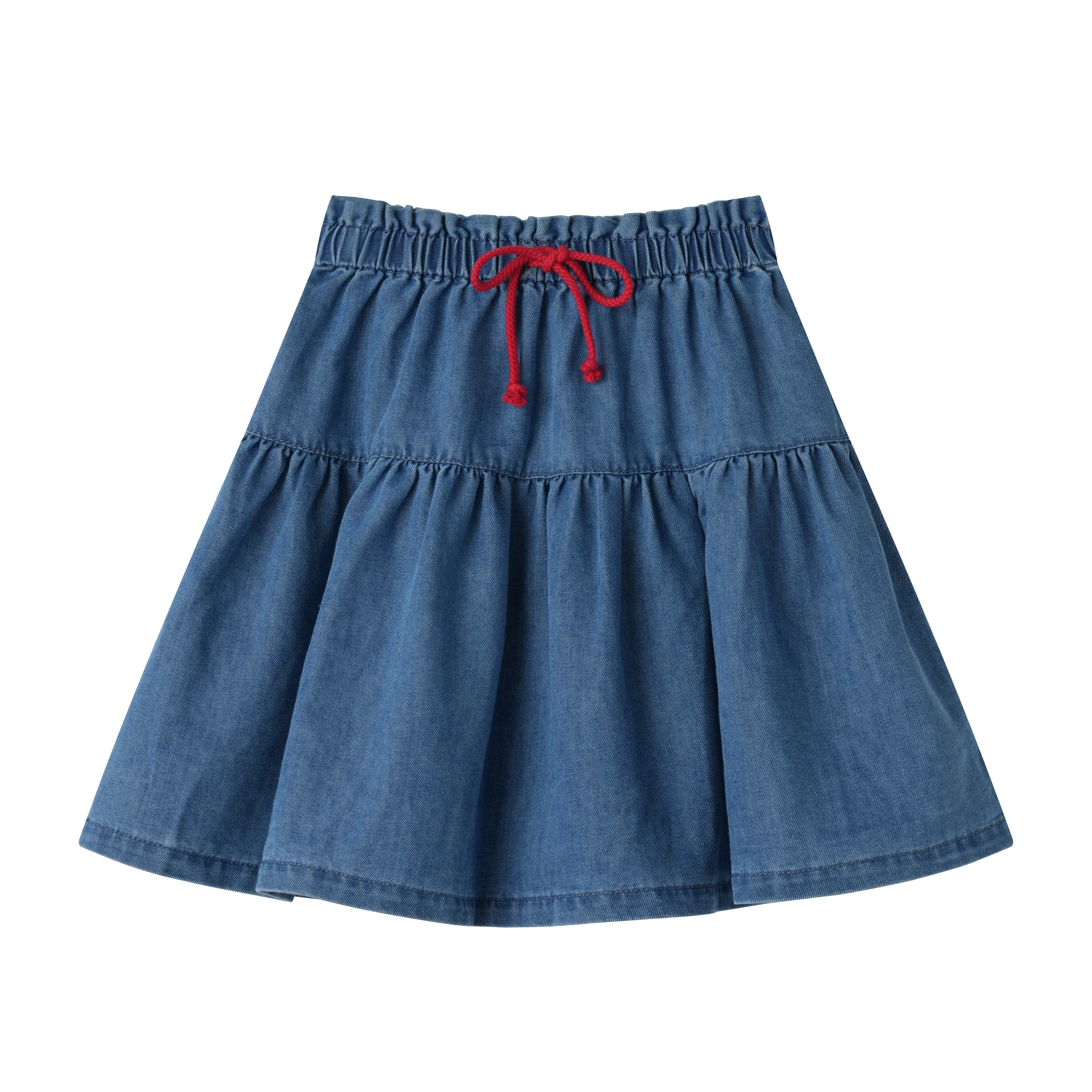2 tier skirt with tie - denim