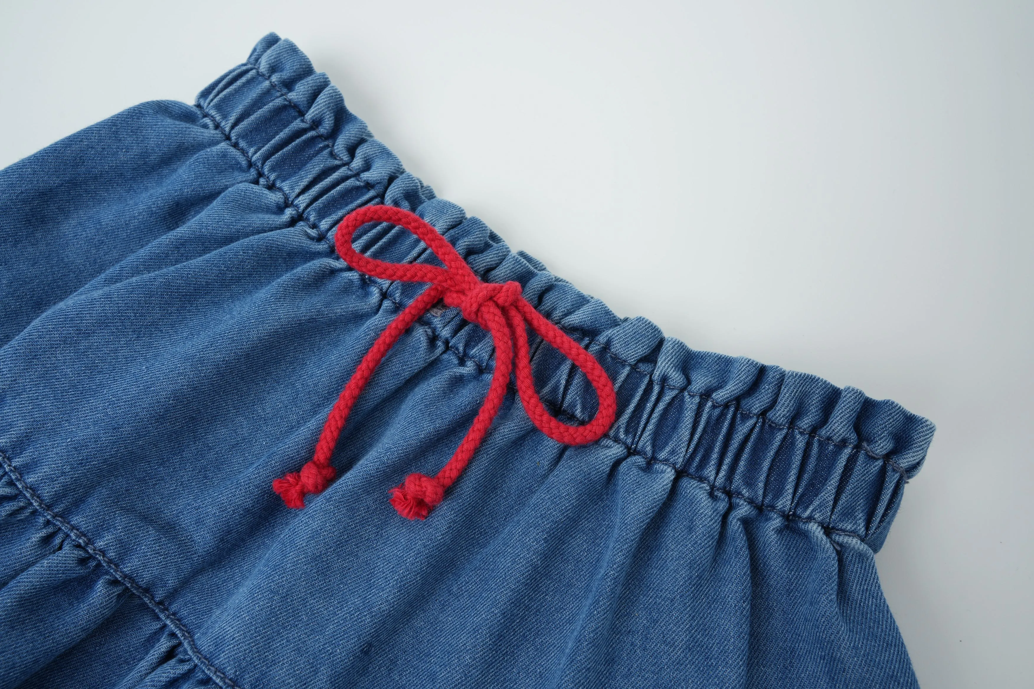 2 tier skirt with tie - denim