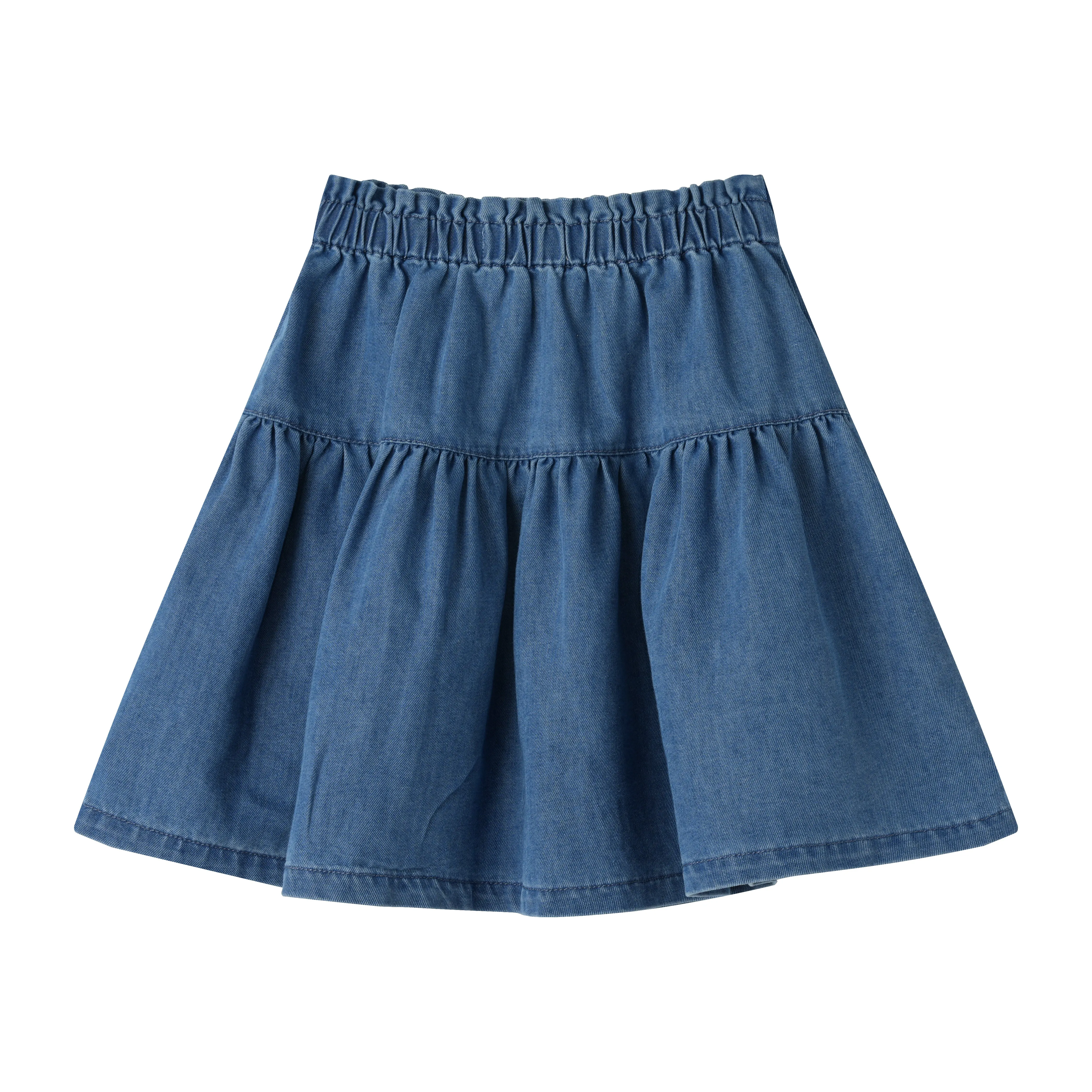 2 tier skirt with tie - denim