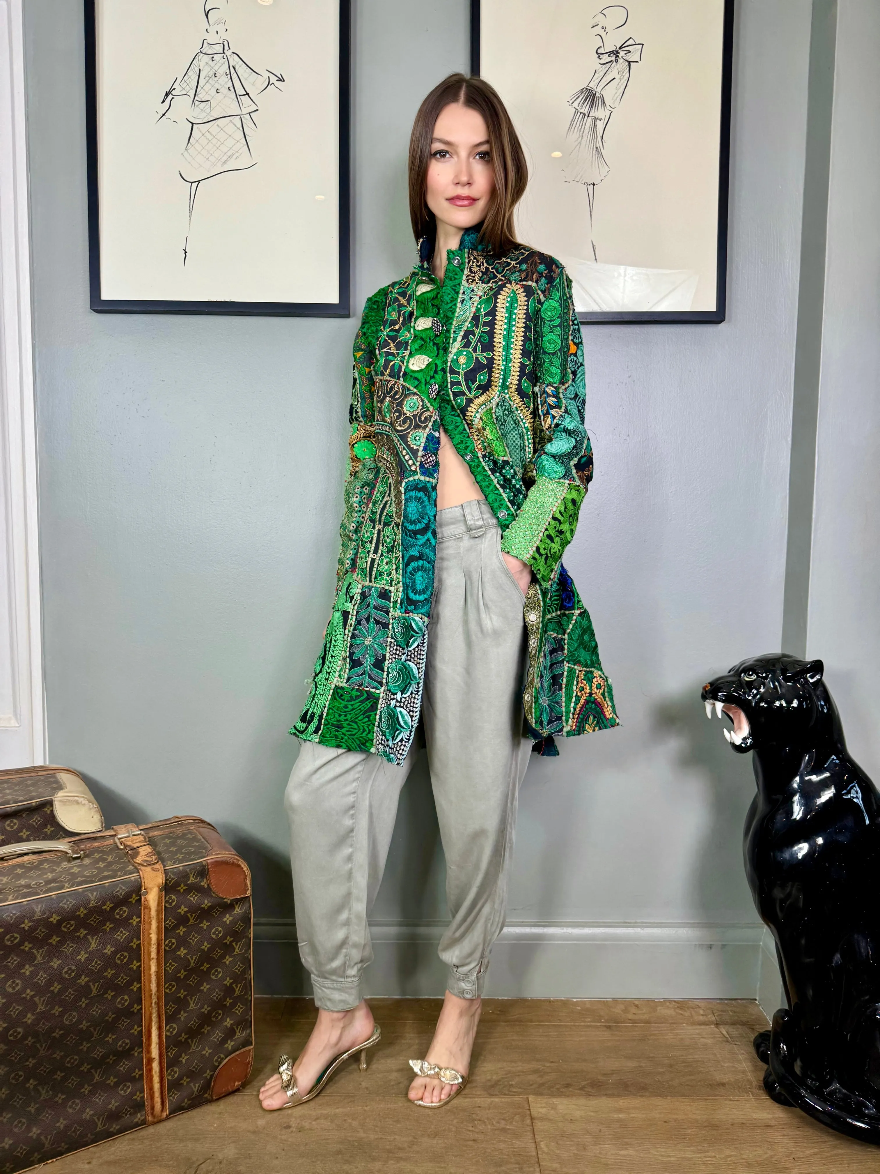 Bablu, patchwork antique embroidered Indian coat