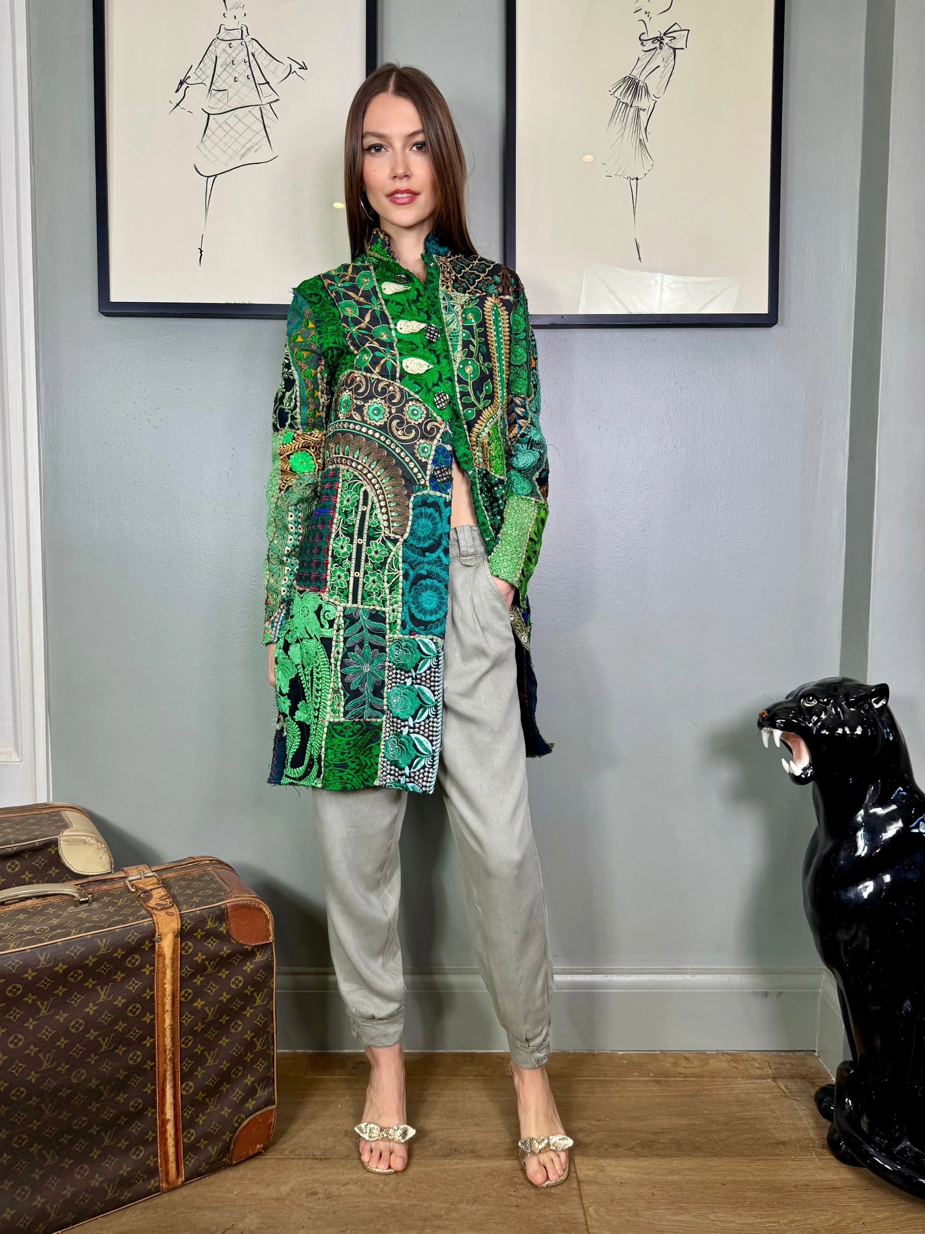 Bablu, patchwork antique embroidered Indian coat