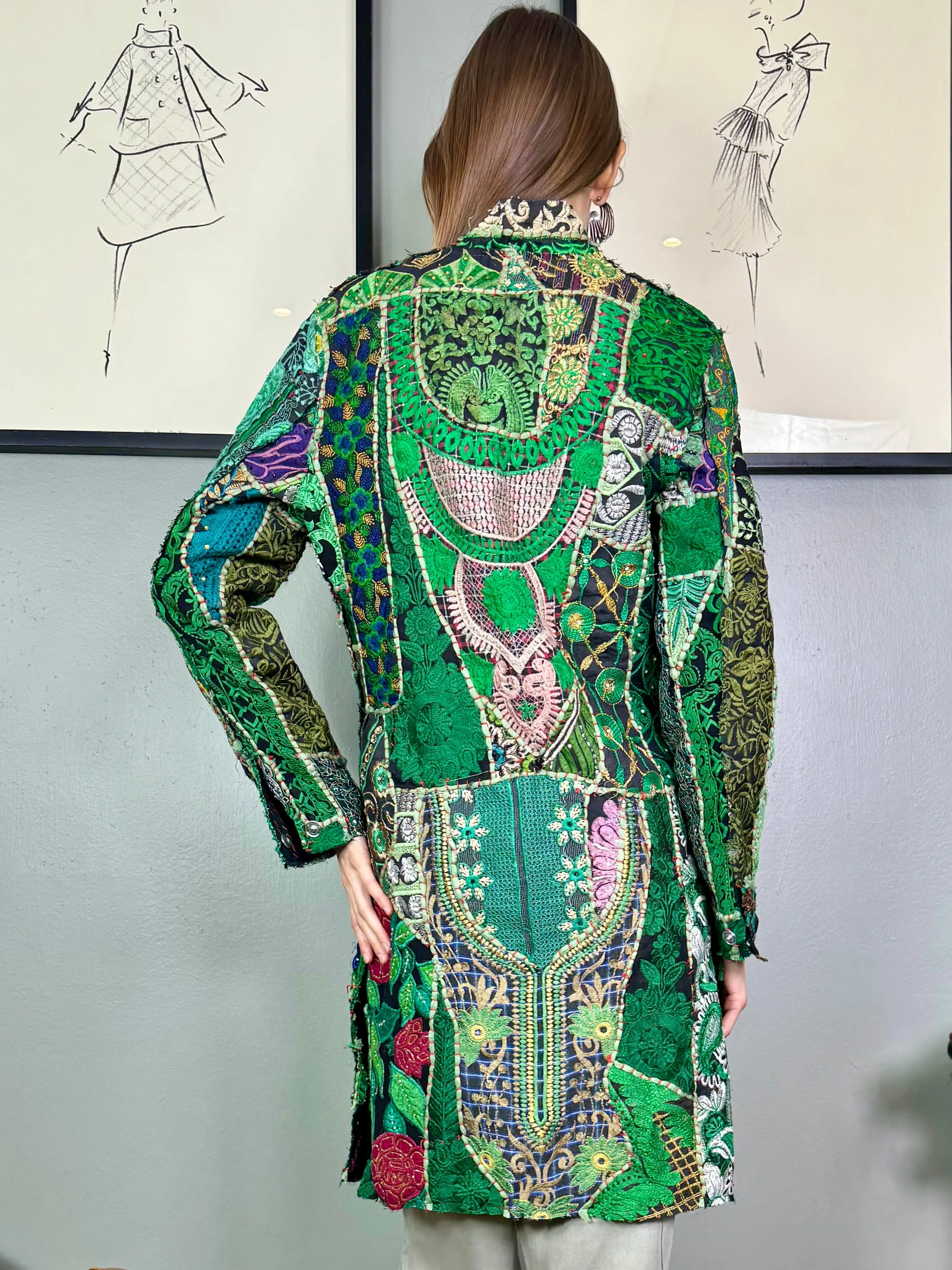 Bablu, patchwork antique embroidered Indian coat