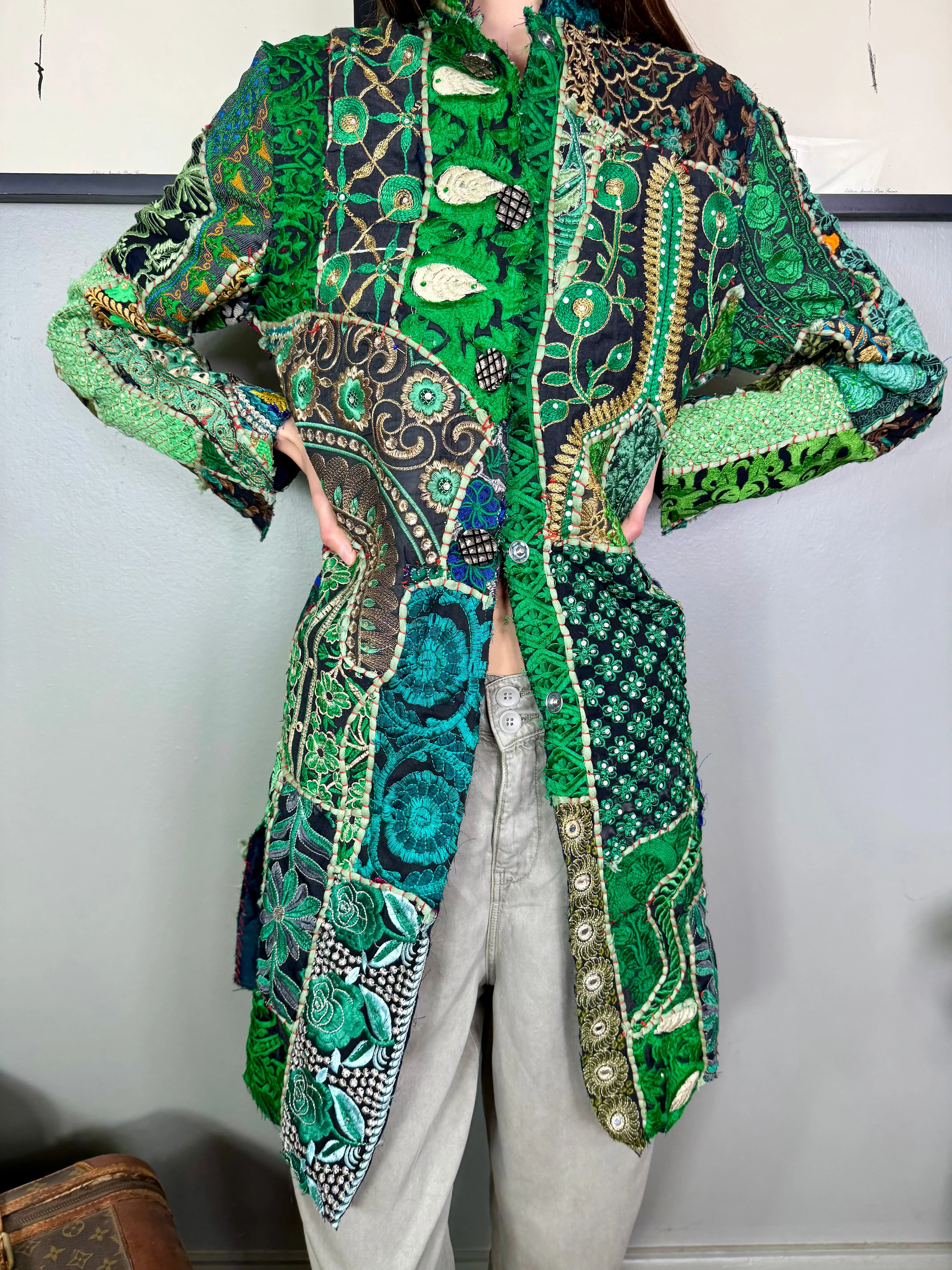 Bablu, patchwork antique embroidered Indian coat