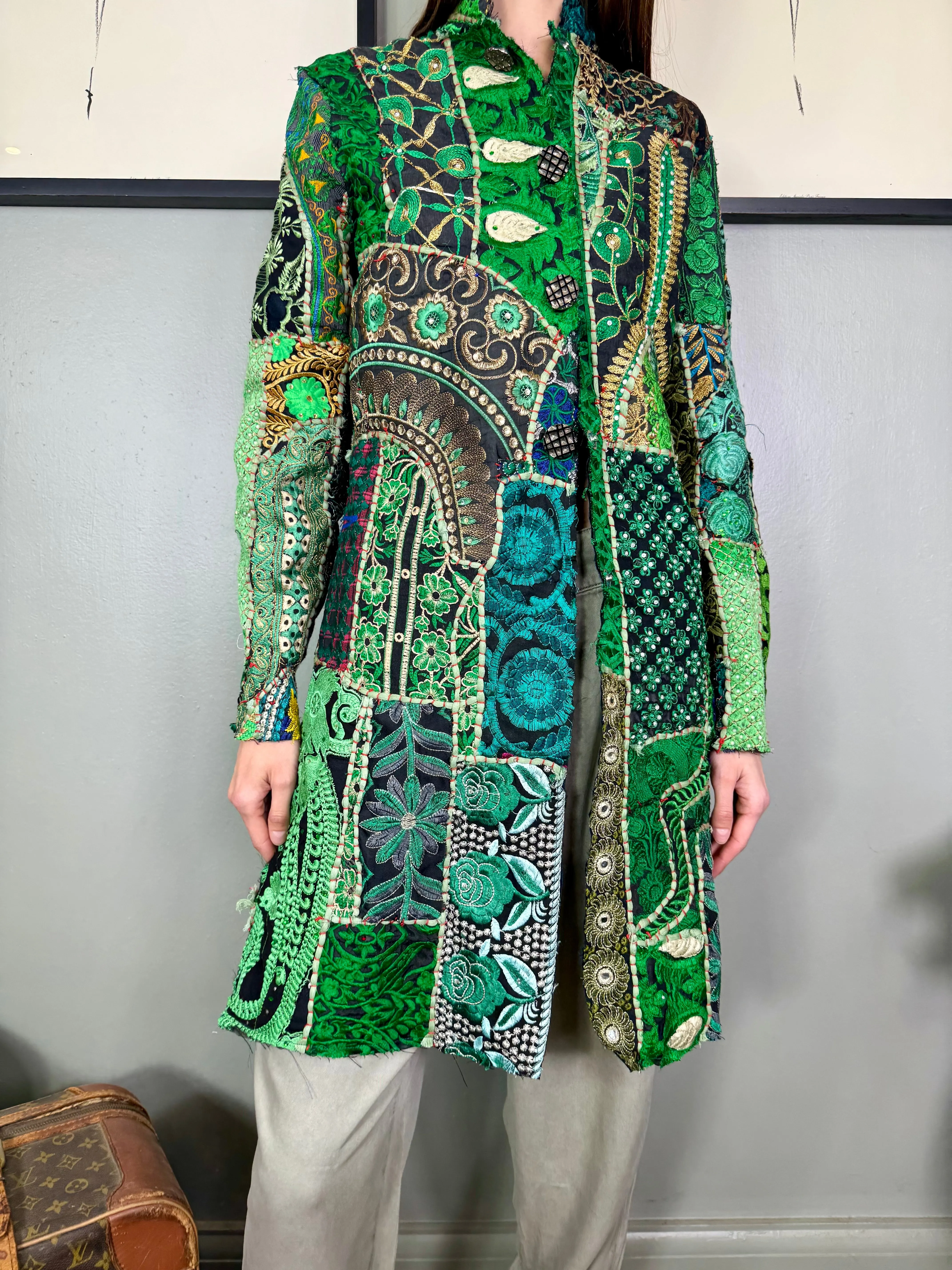 Bablu, patchwork antique embroidered Indian coat