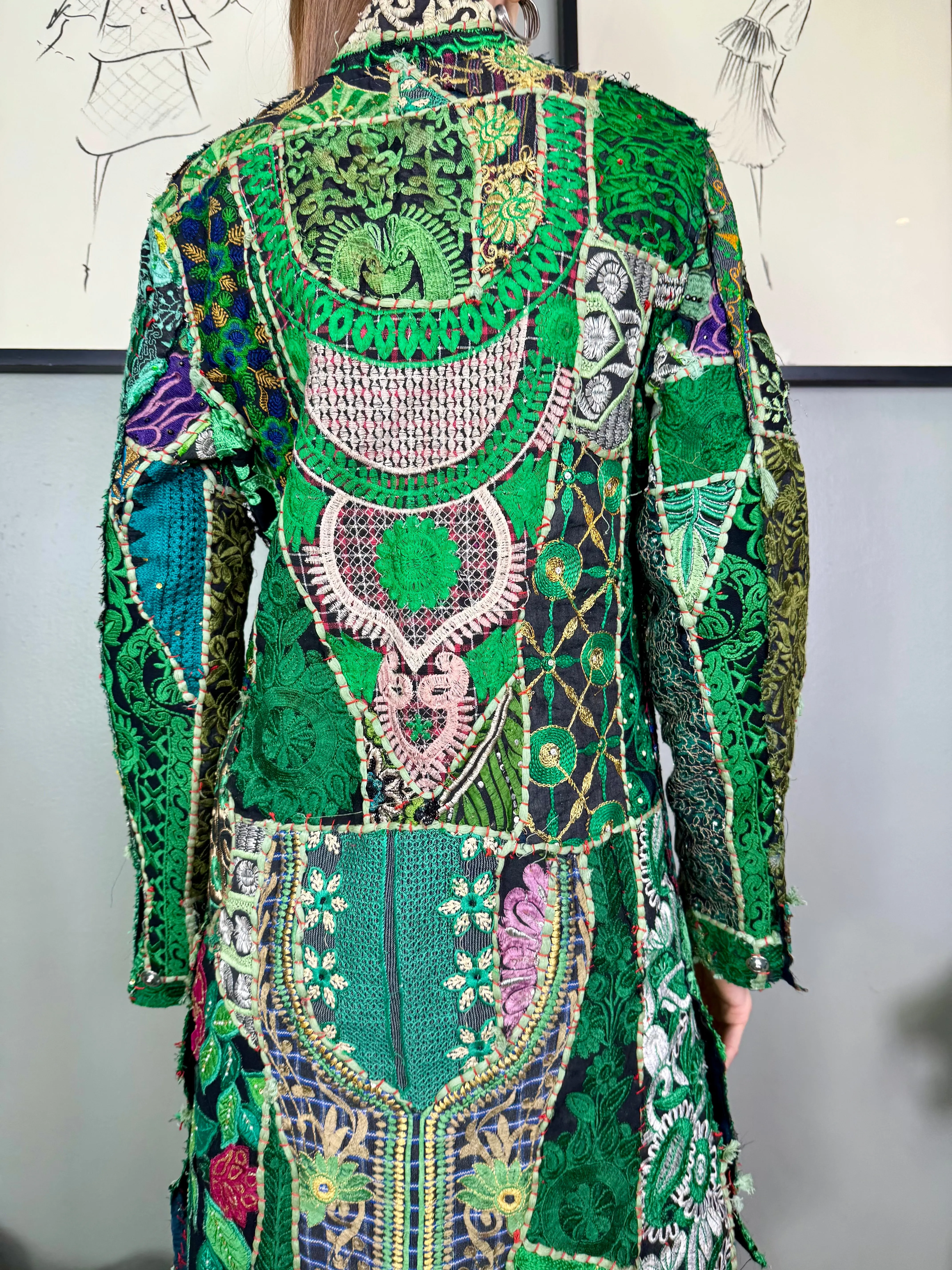 Bablu, patchwork antique embroidered Indian coat