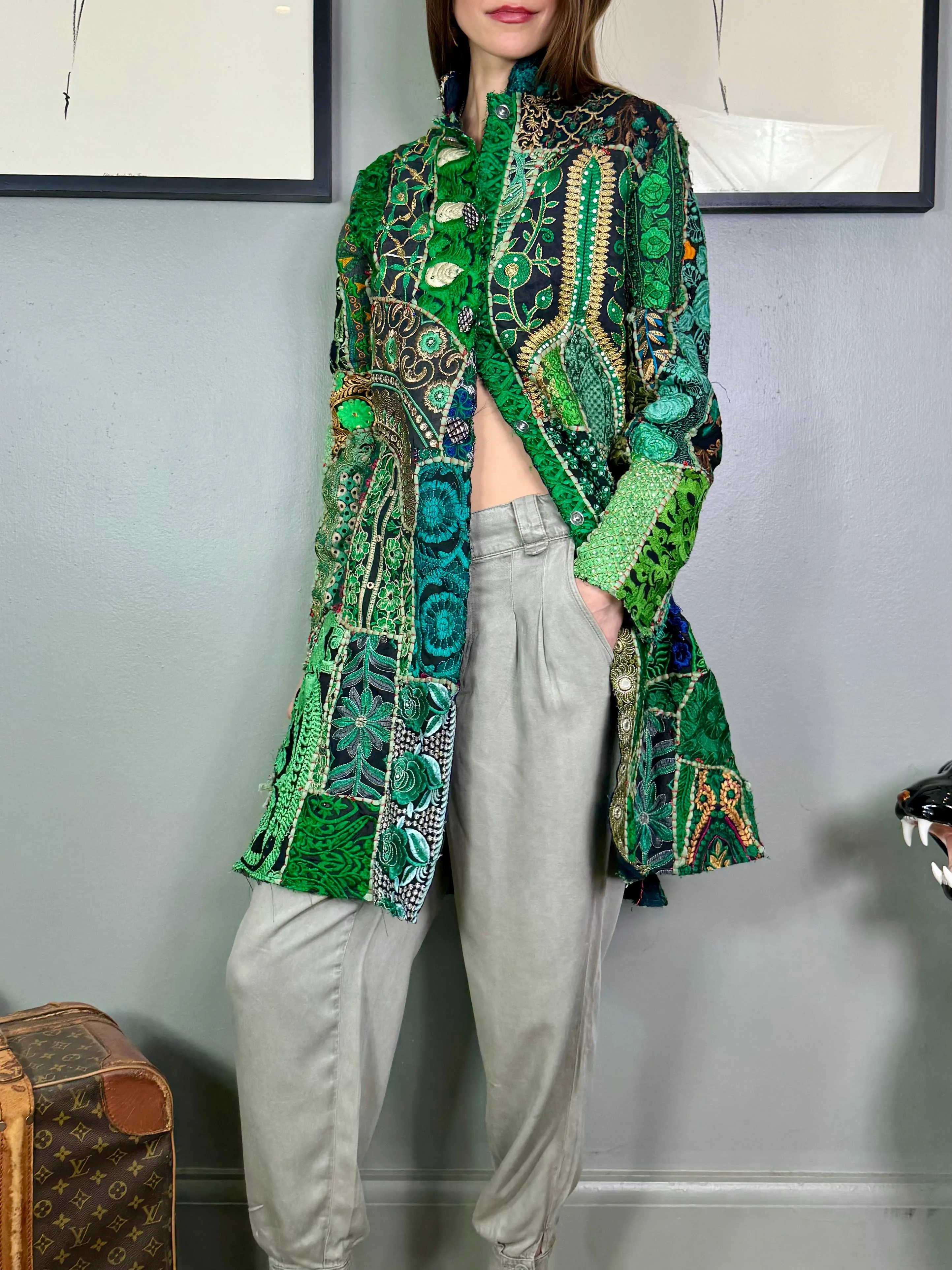 Bablu, patchwork antique embroidered Indian coat