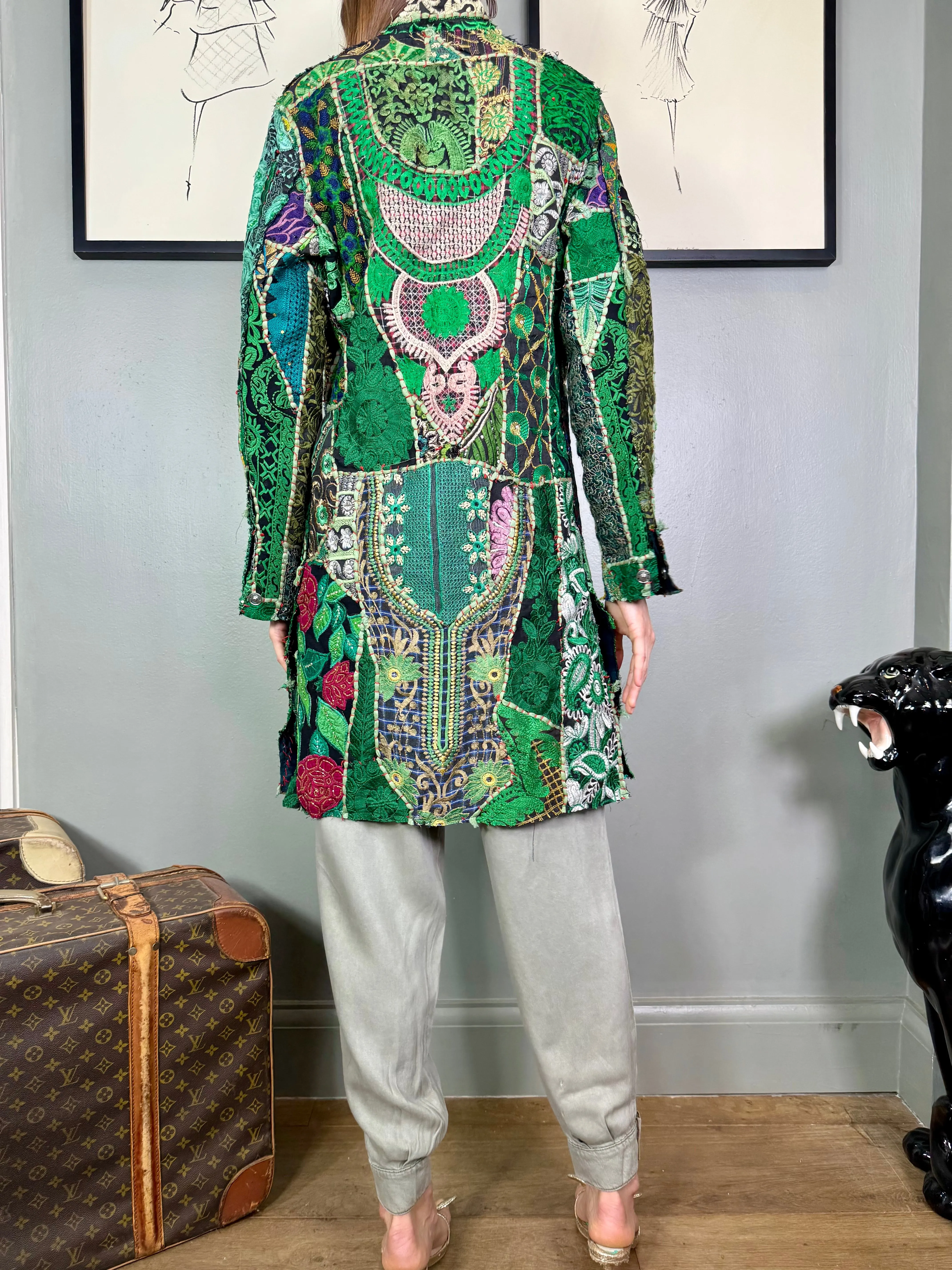 Bablu, patchwork antique embroidered Indian coat
