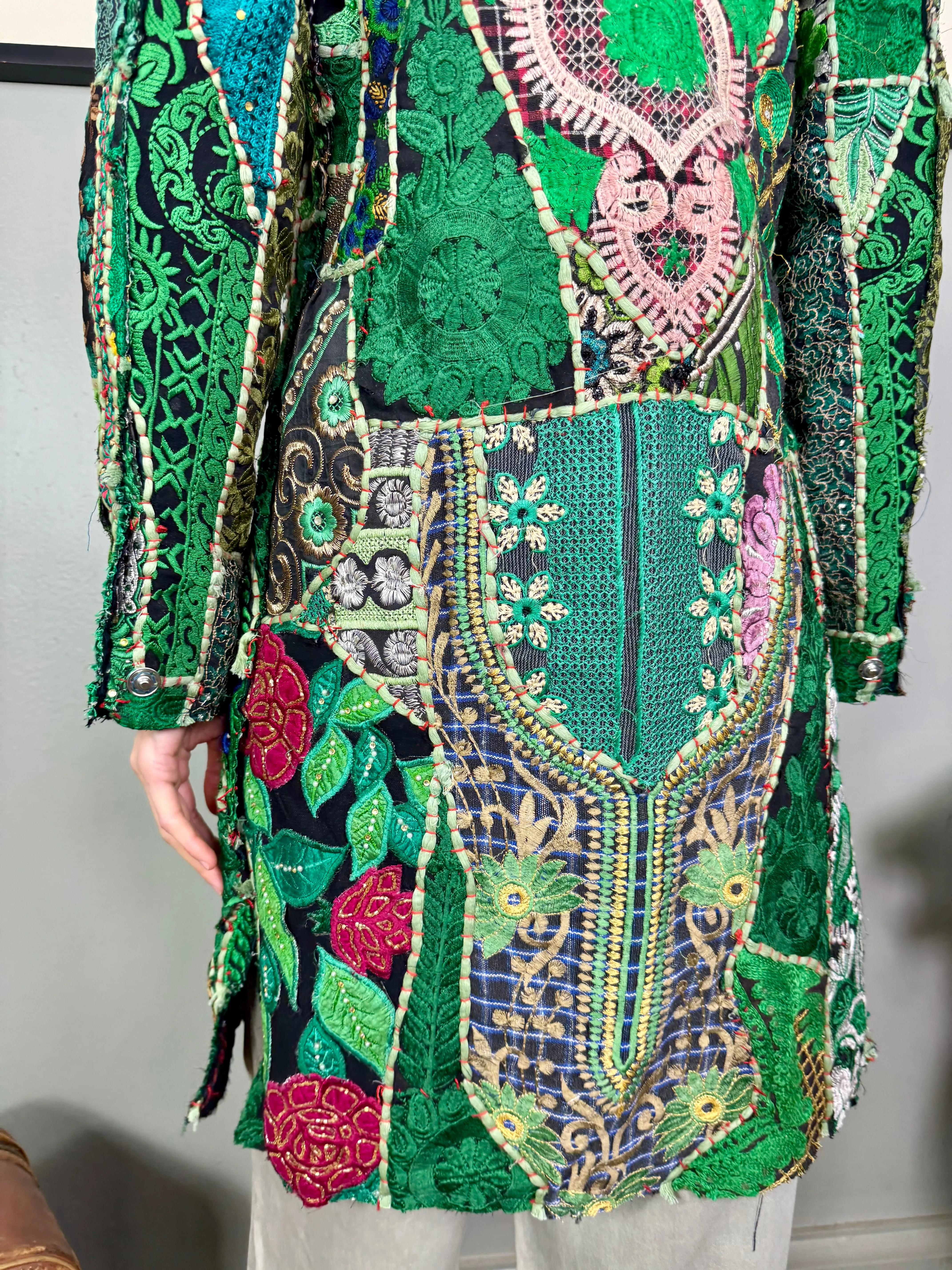 Bablu, patchwork antique embroidered Indian coat