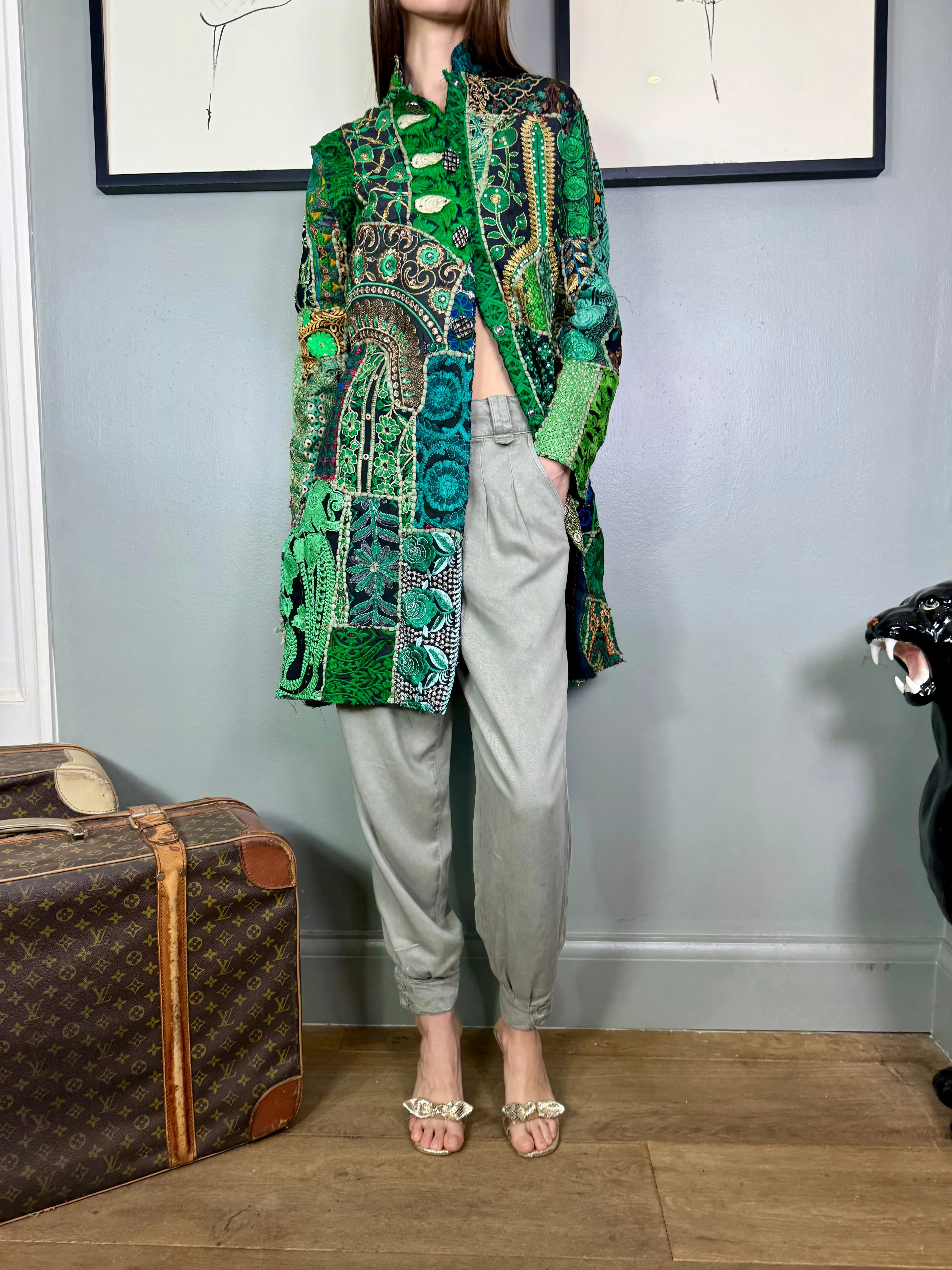 Bablu, patchwork antique embroidered Indian coat