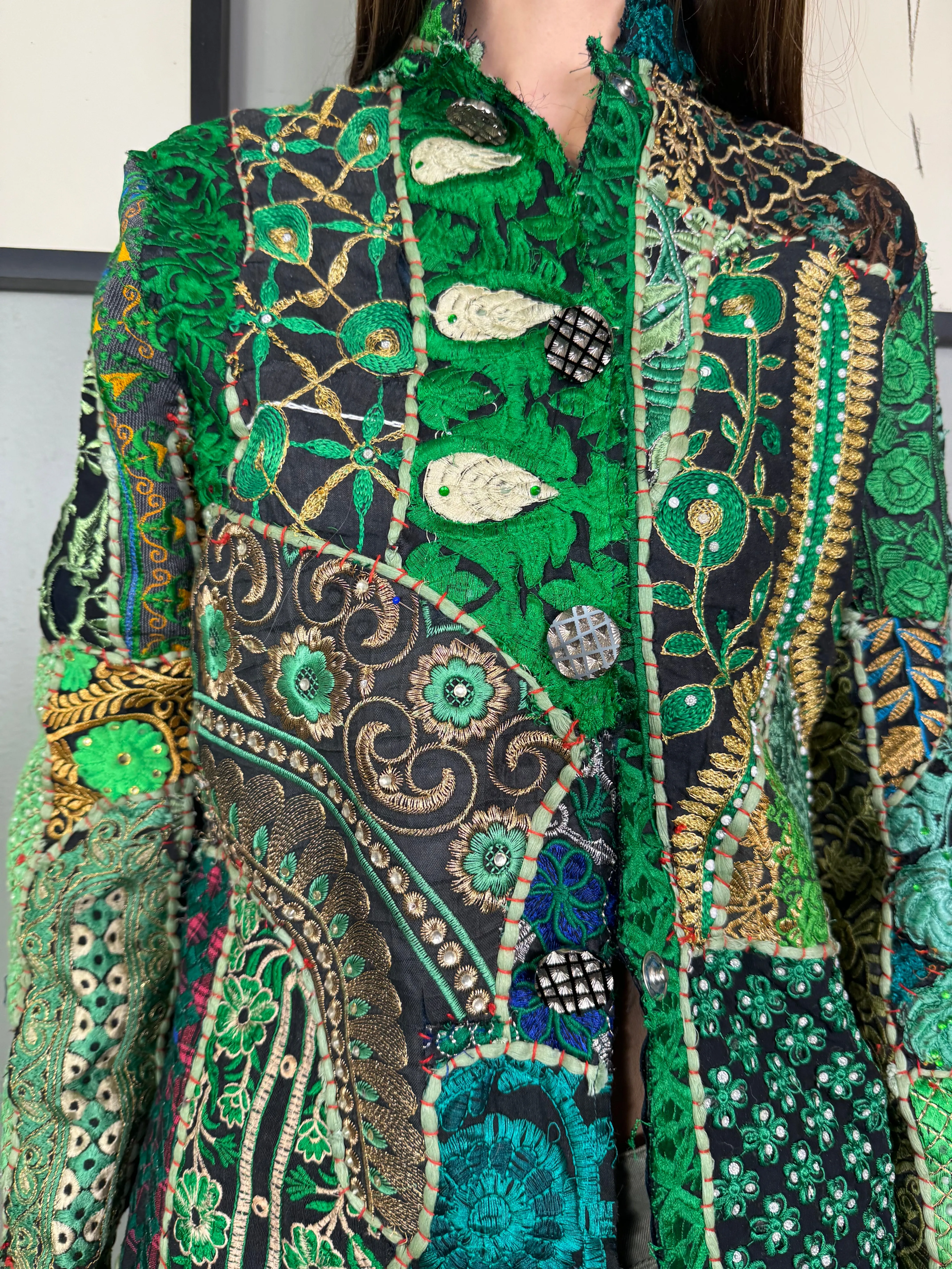 Bablu, patchwork antique embroidered Indian coat