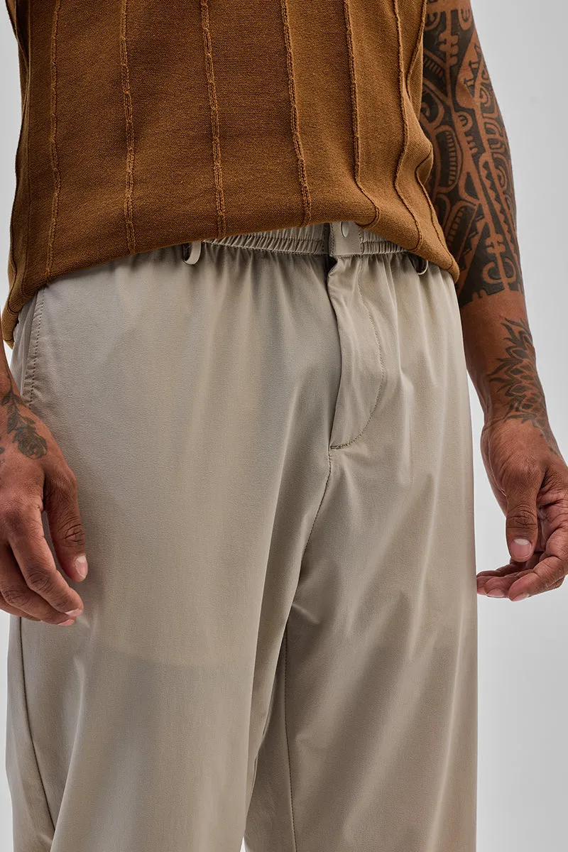 Beige Regular Fit Stretch Chinos