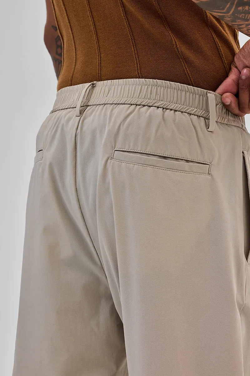 Beige Regular Fit Stretch Chinos