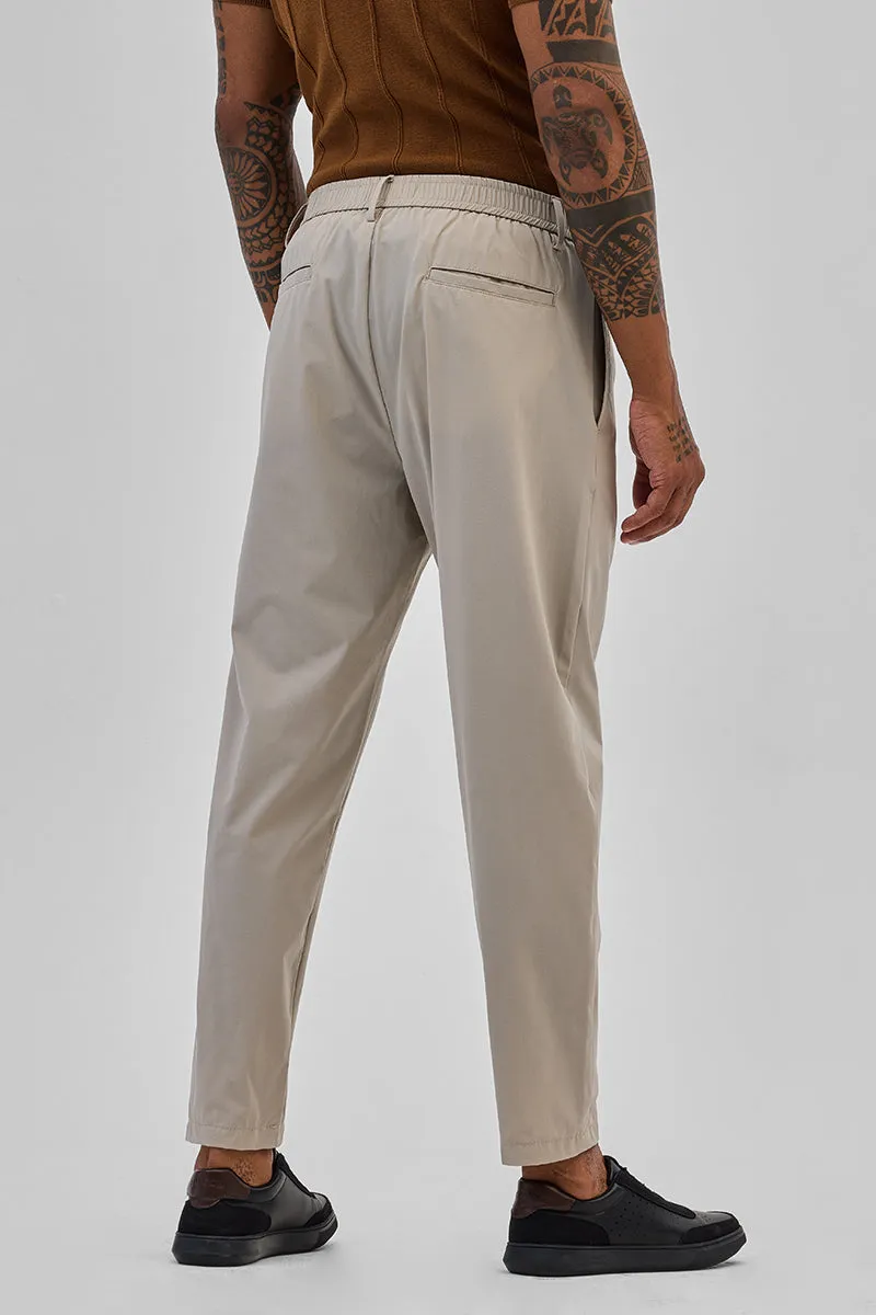 Beige Regular Fit Stretch Chinos
