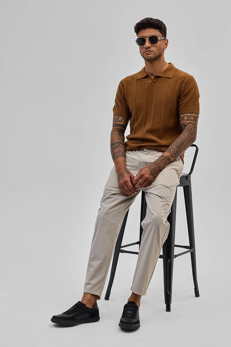 Beige Regular Fit Stretch Chinos