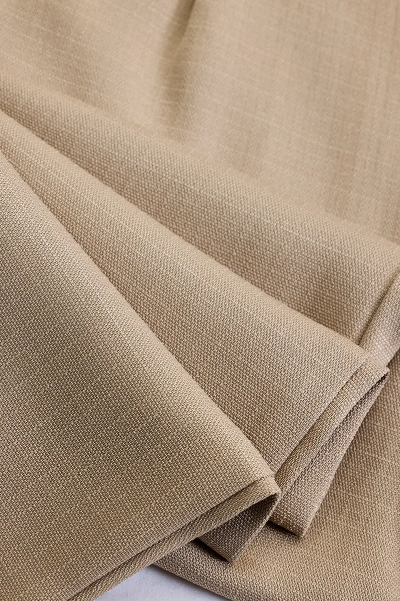 Beige Self-Design Slim Fit Trousers