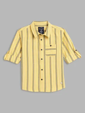 Blue Giraffe Boys Olive Striped Collar Shirt