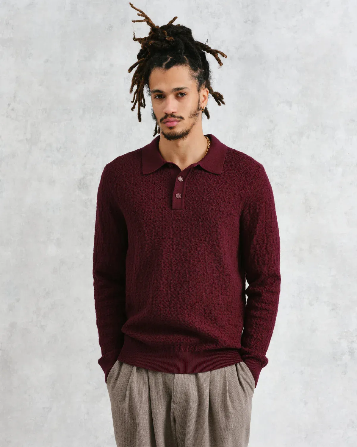 Bordeaux Checker Stitch Oban Polo