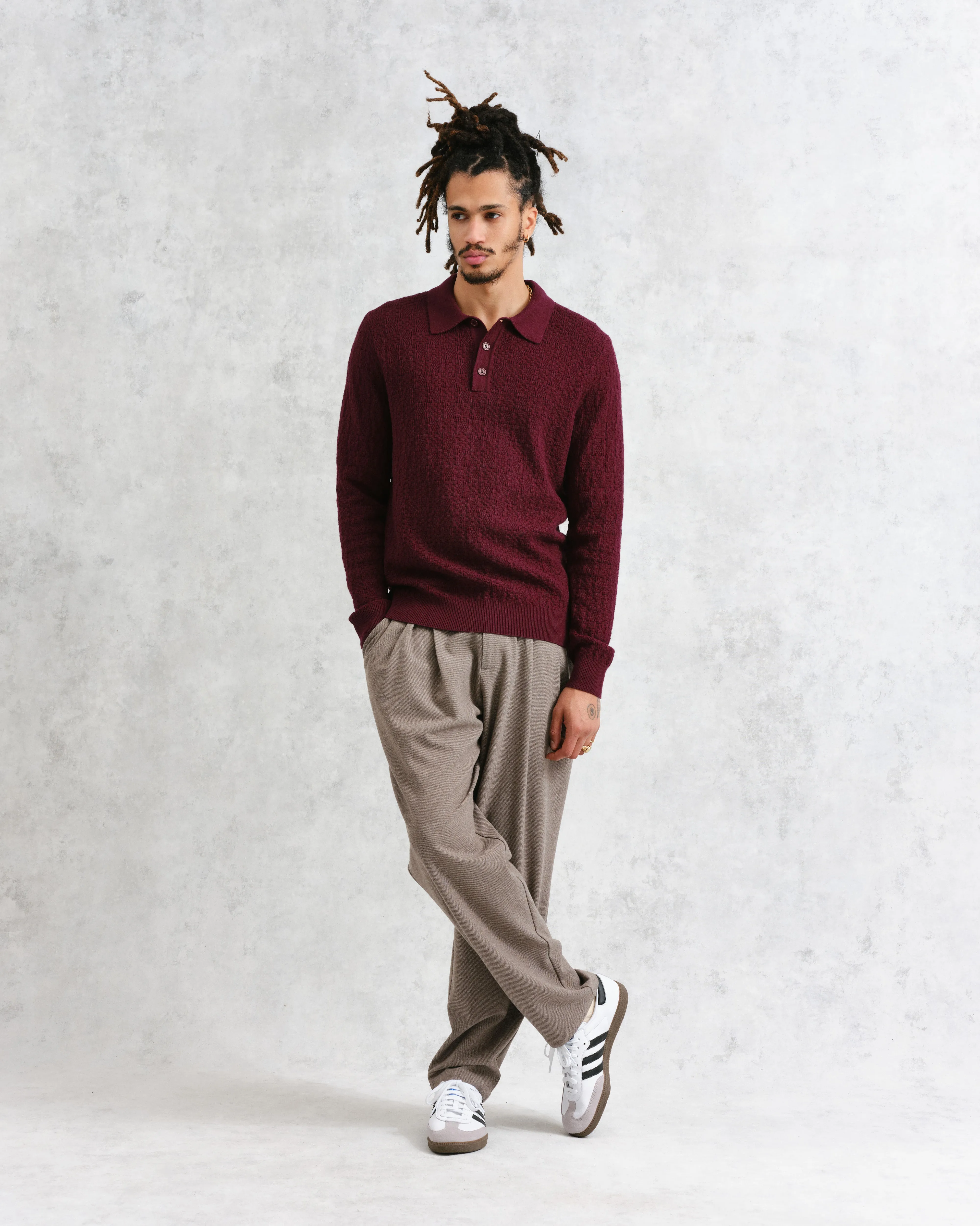 Bordeaux Checker Stitch Oban Polo