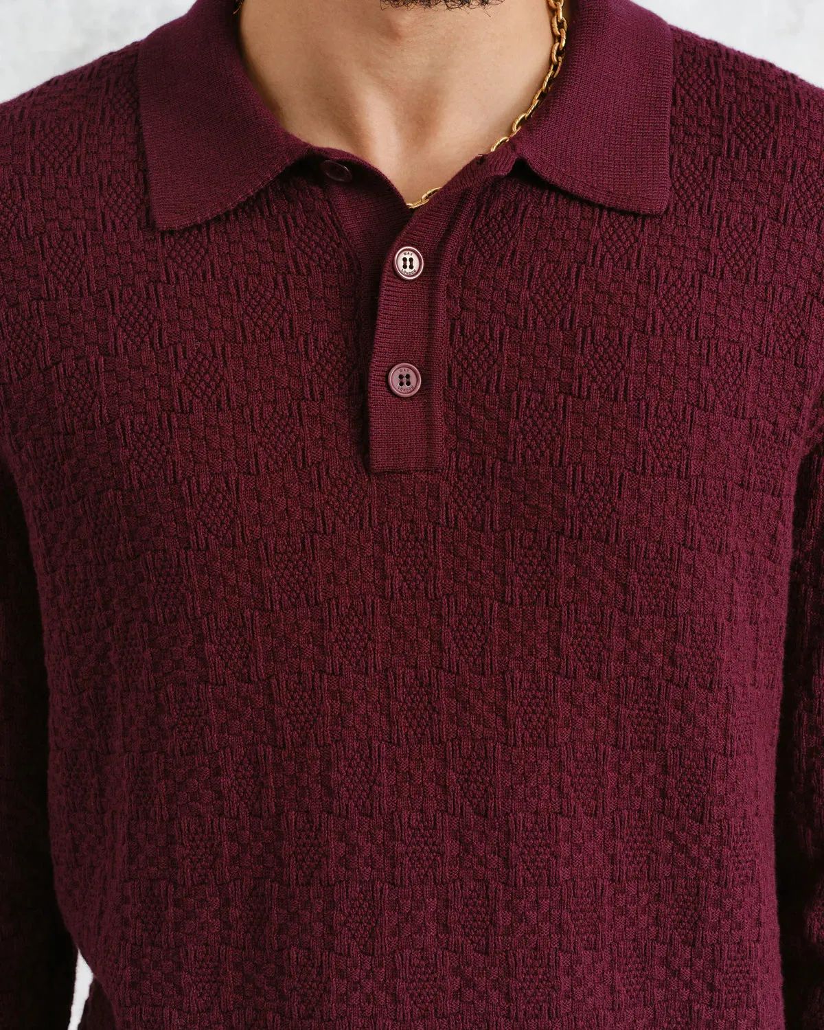 Bordeaux Checker Stitch Oban Polo