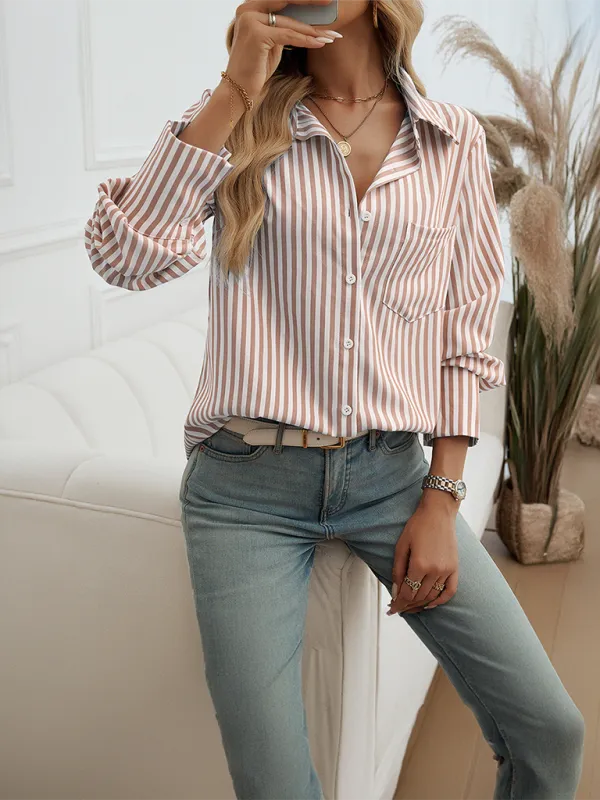 Camellia Cardigan Striped Long Sleeve Shirt