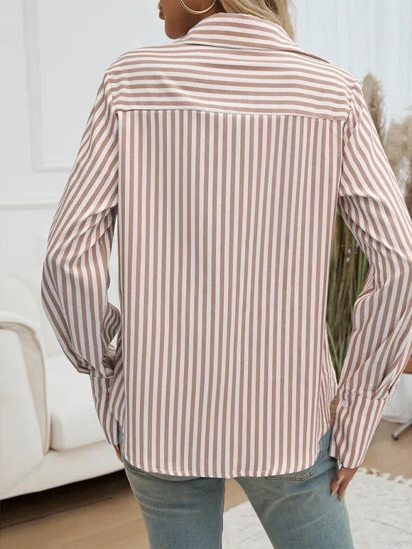 Camellia Cardigan Striped Long Sleeve Shirt
