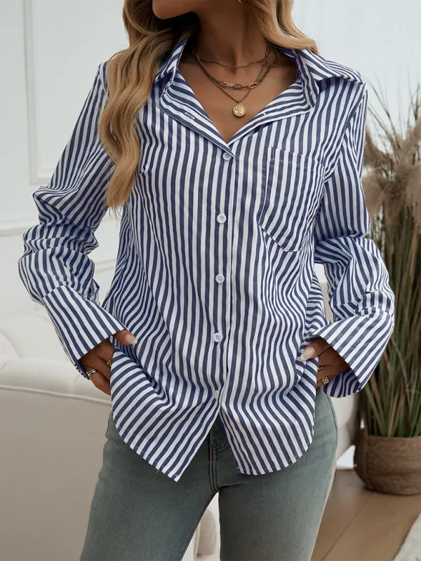 Camellia Cardigan Striped Long Sleeve Shirt