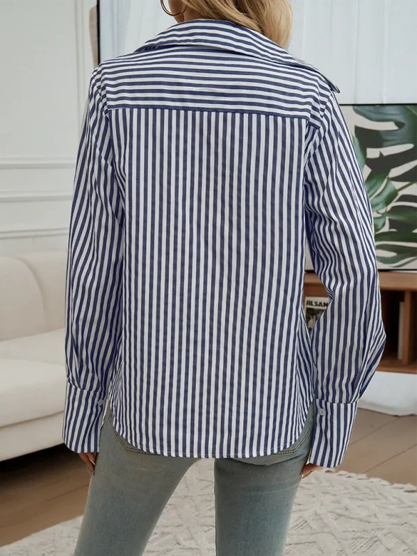 Camellia Cardigan Striped Long Sleeve Shirt