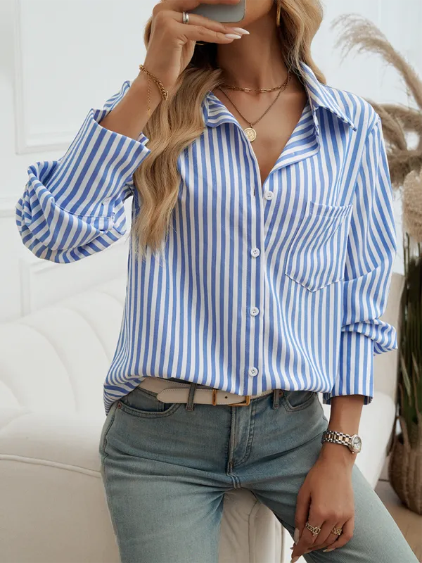 Camellia Cardigan Striped Long Sleeve Shirt