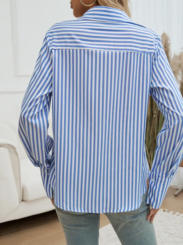Camellia Cardigan Striped Long Sleeve Shirt