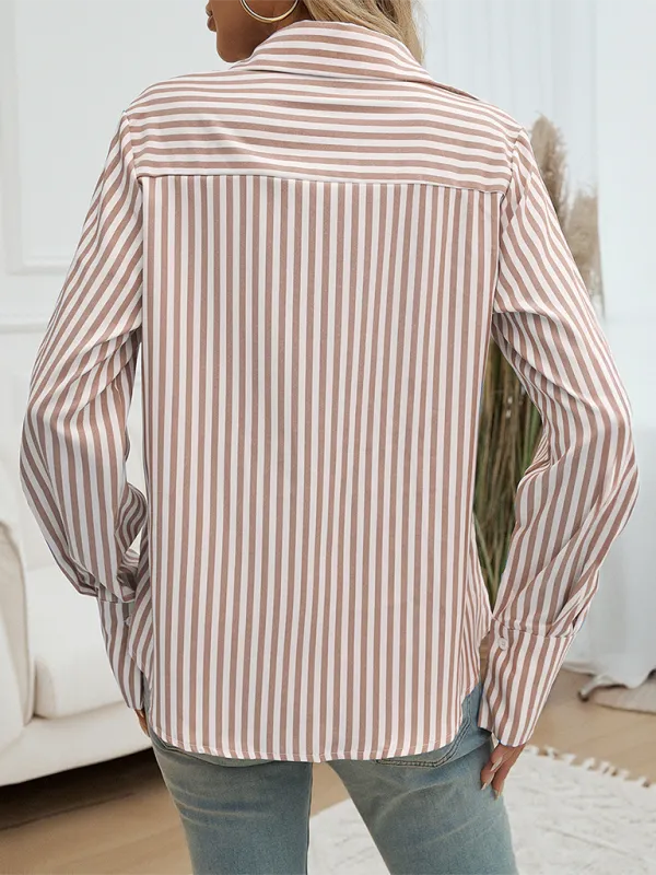Camellia Cardigan Striped Long Sleeve Shirt