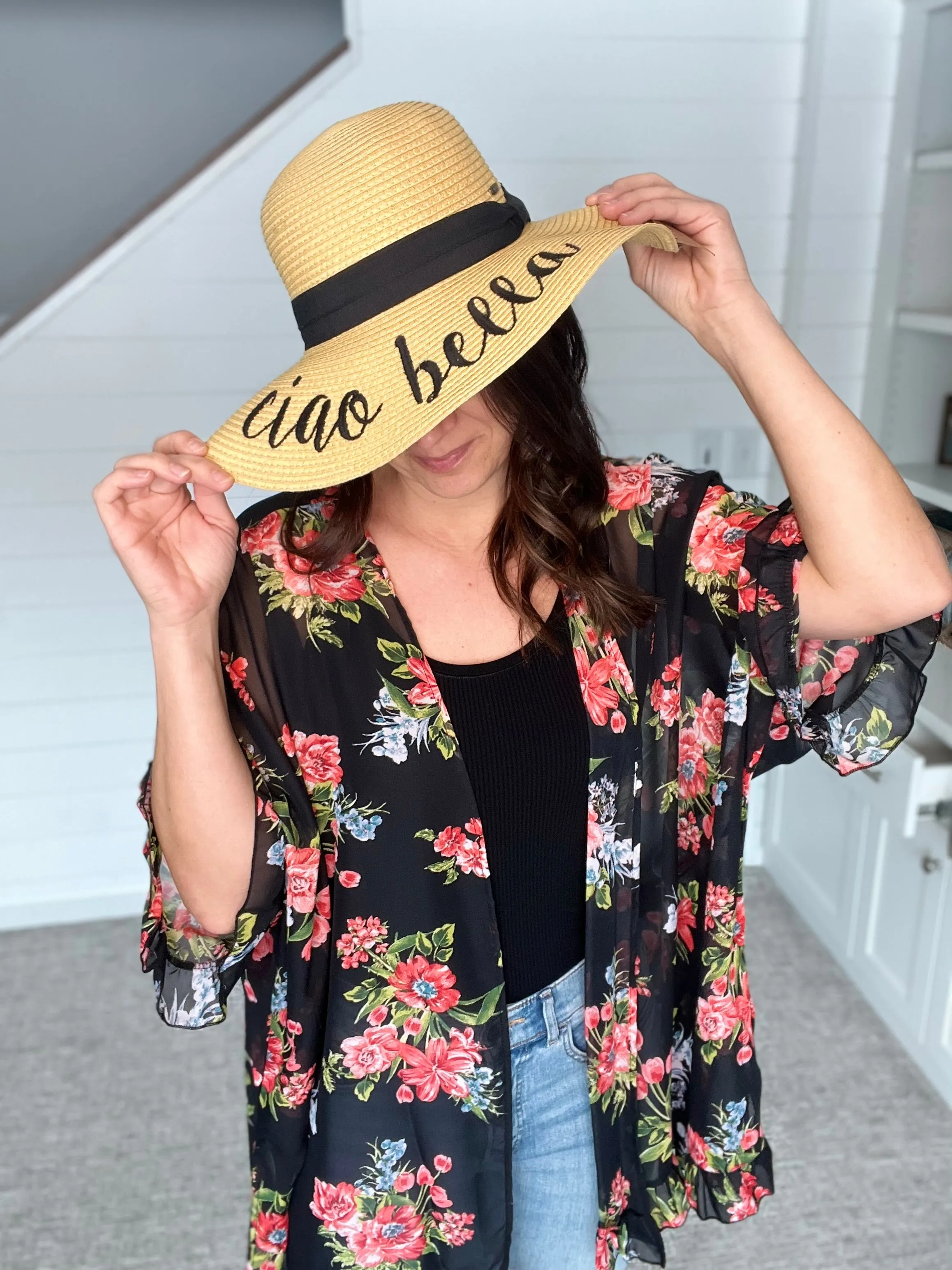 Chiffon Ruffle Floral Kimono