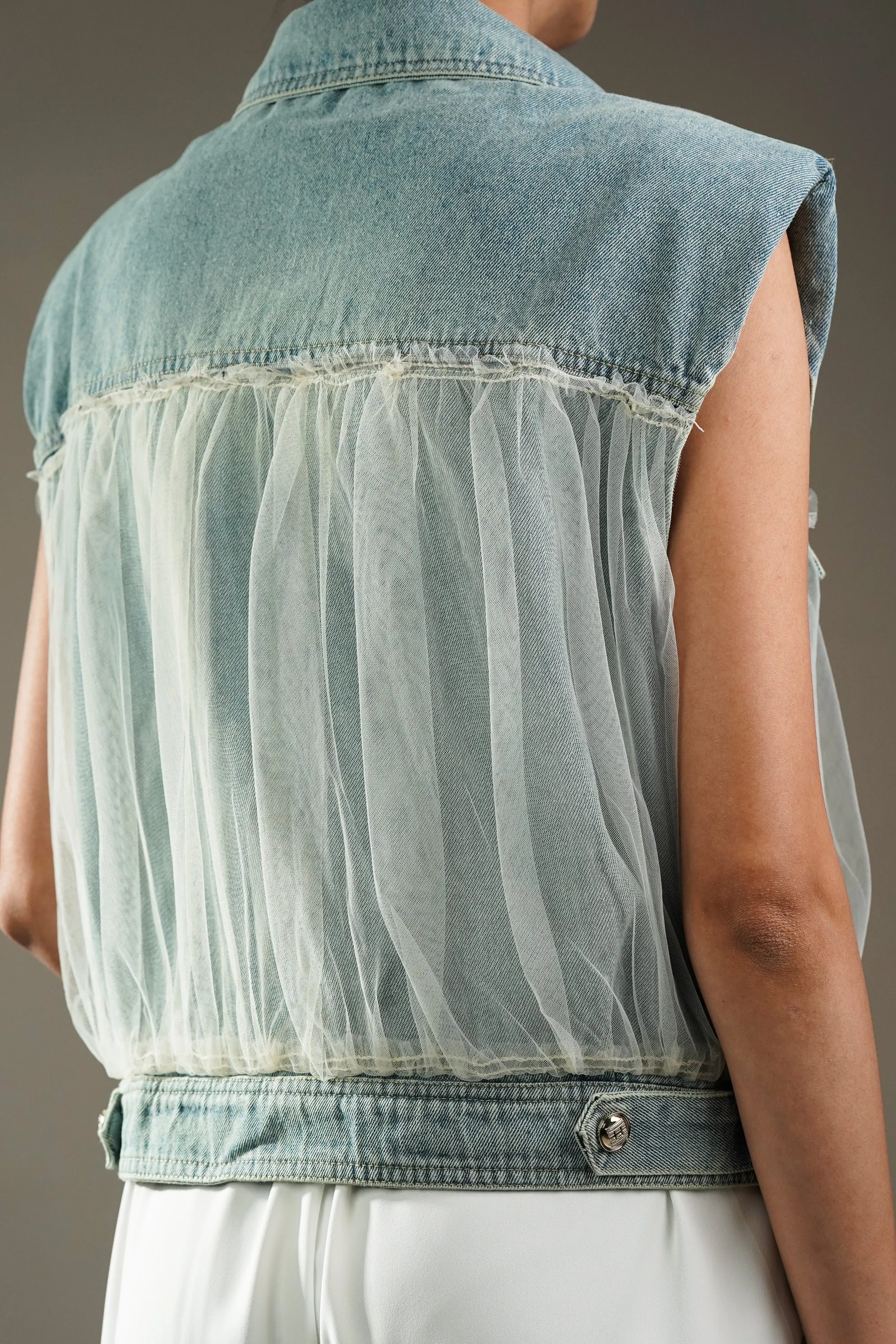 Denim Jacket with Layered Net
