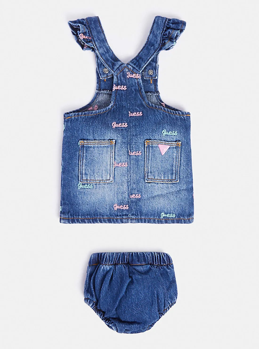 Denim Pastel Logo Overall And Panties 2-Piece Set (0-12m)