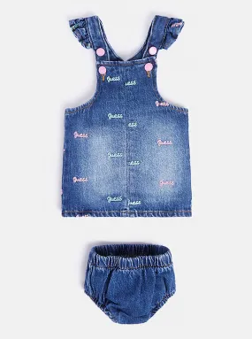 Denim Pastel Logo Overall And Panties 2-Piece Set (0-12m)