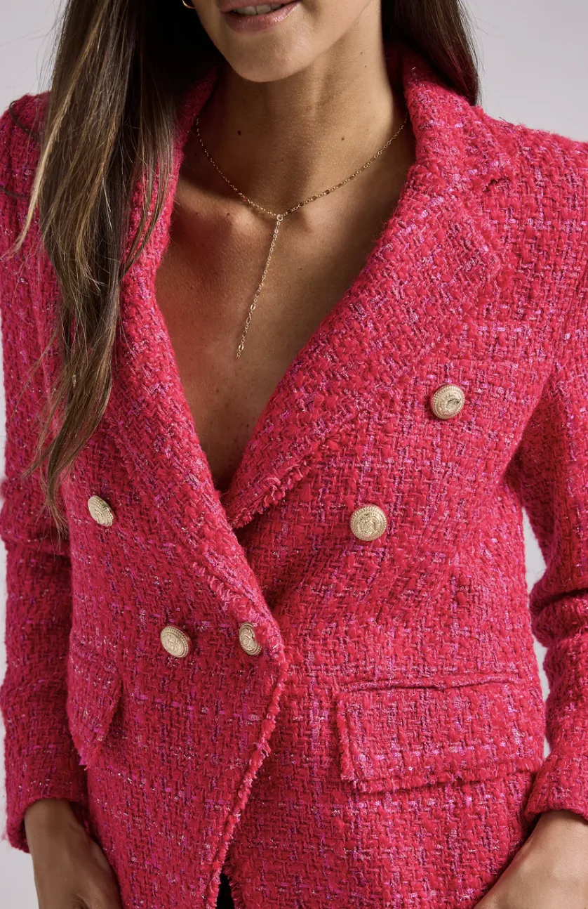 Eliza Tweed Blazer - Pink