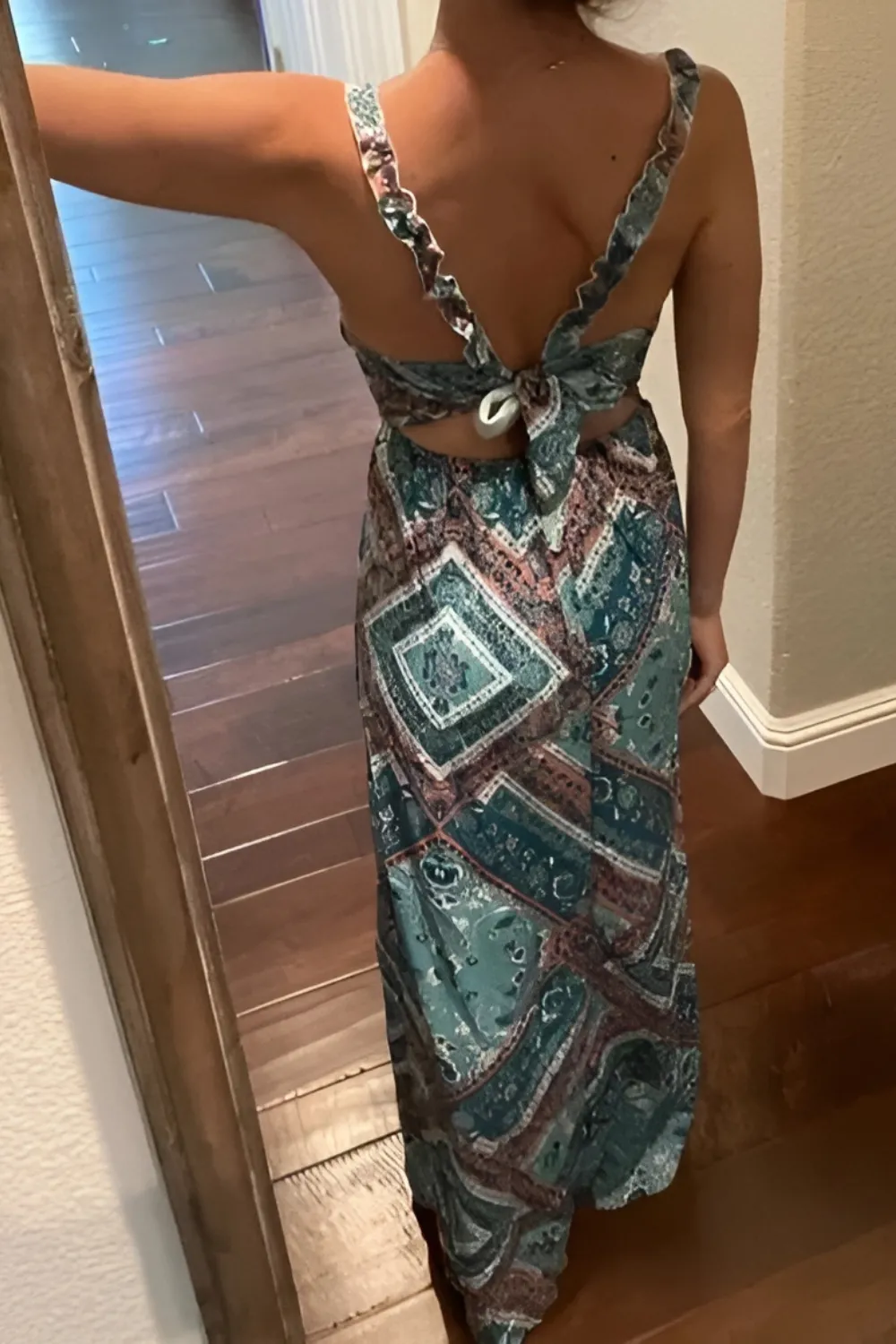 Elizabeth I Coral Blue Halter Neck Sundress