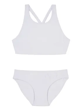 GIRLS' BENIRRAS TOP & BIARRITZ BOTTOMS Bikini Set | White Flower