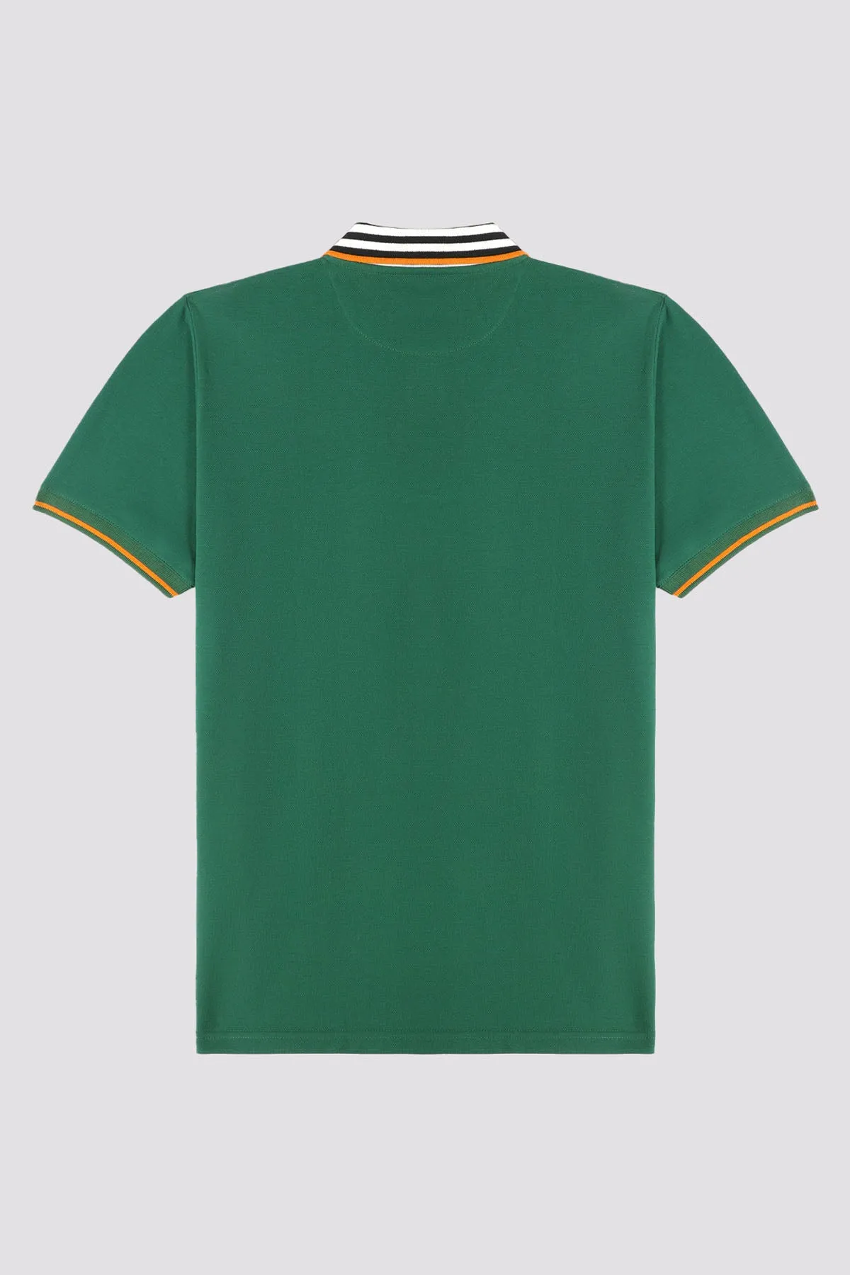 Green Contrast Striped Collar Polo Shirt - A24 - MP0245R
