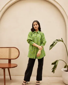 Green Striped Oganic Cotton Shirt