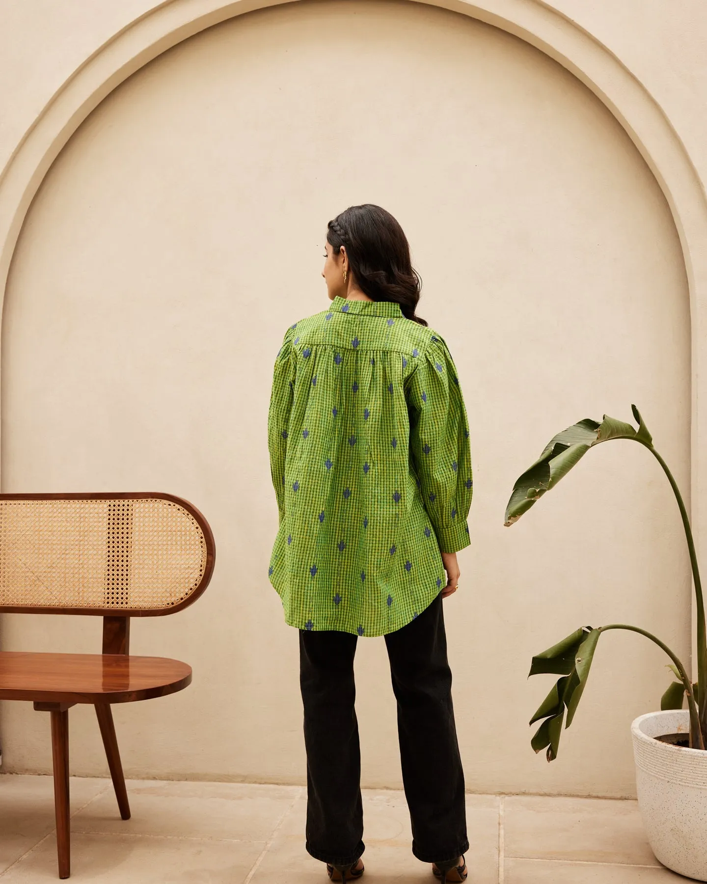 Green Striped Oganic Cotton Shirt