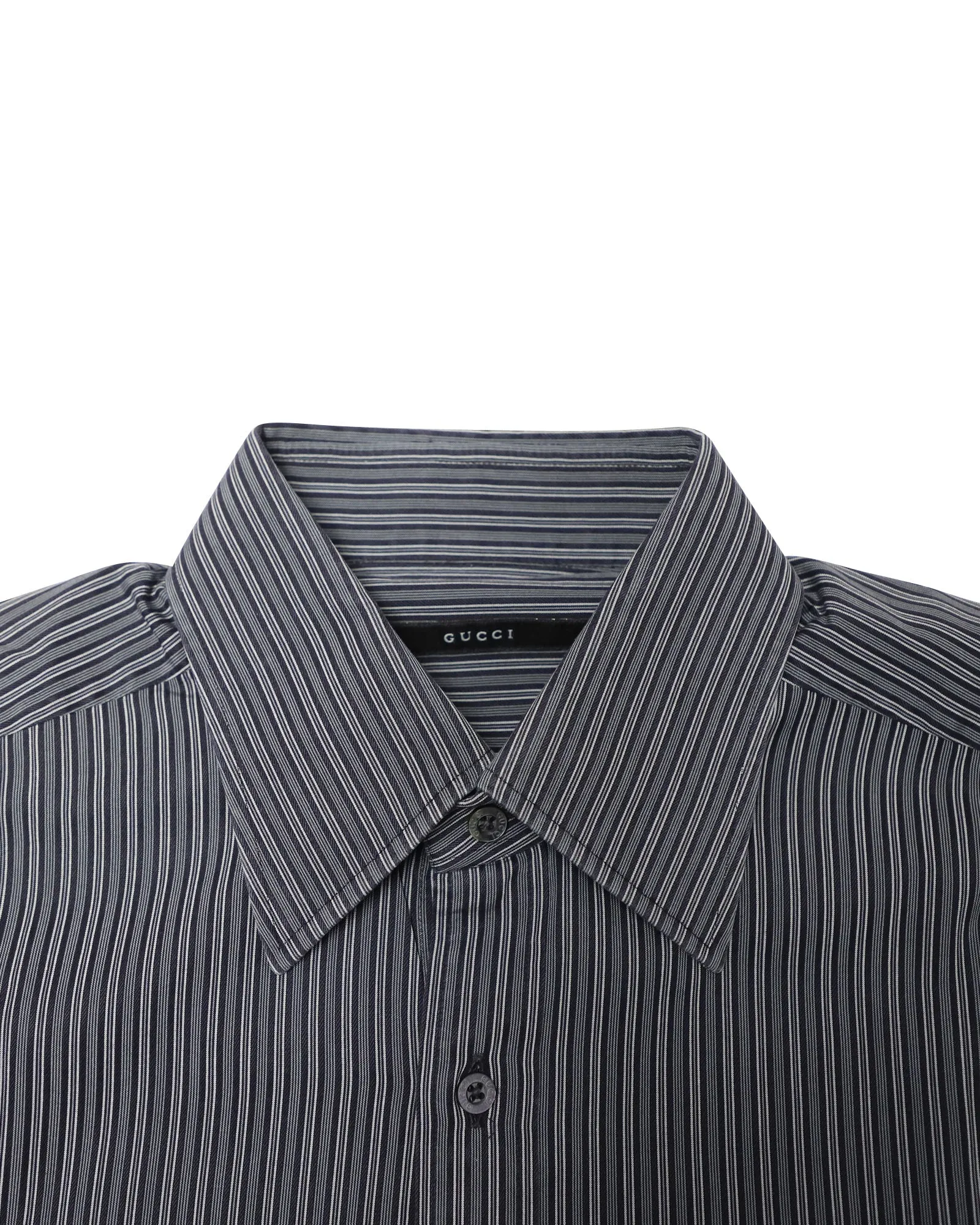 Gucci Striped Button Down Shirt in Navy Blue Cotton