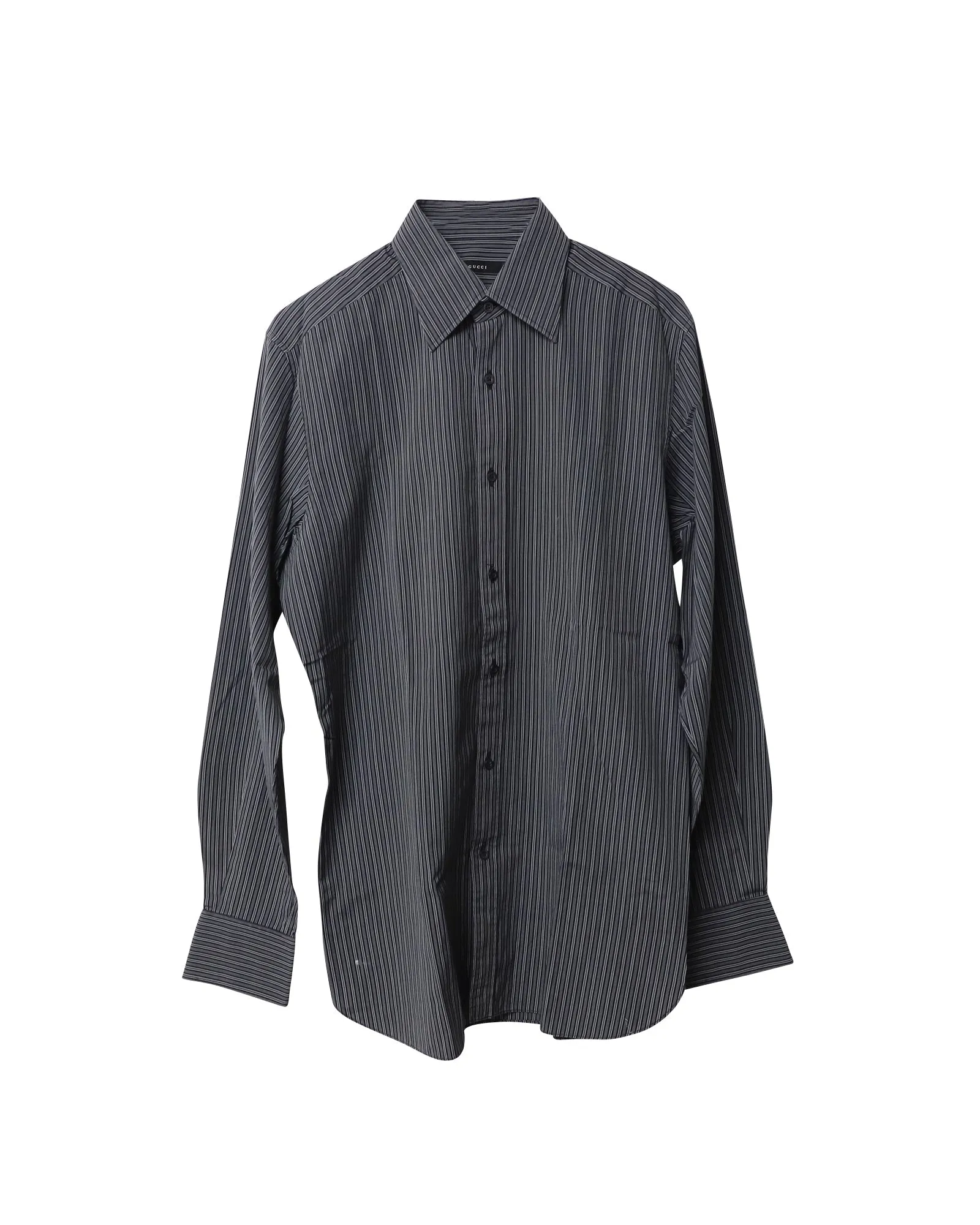 Gucci Striped Button Down Shirt in Navy Blue Cotton