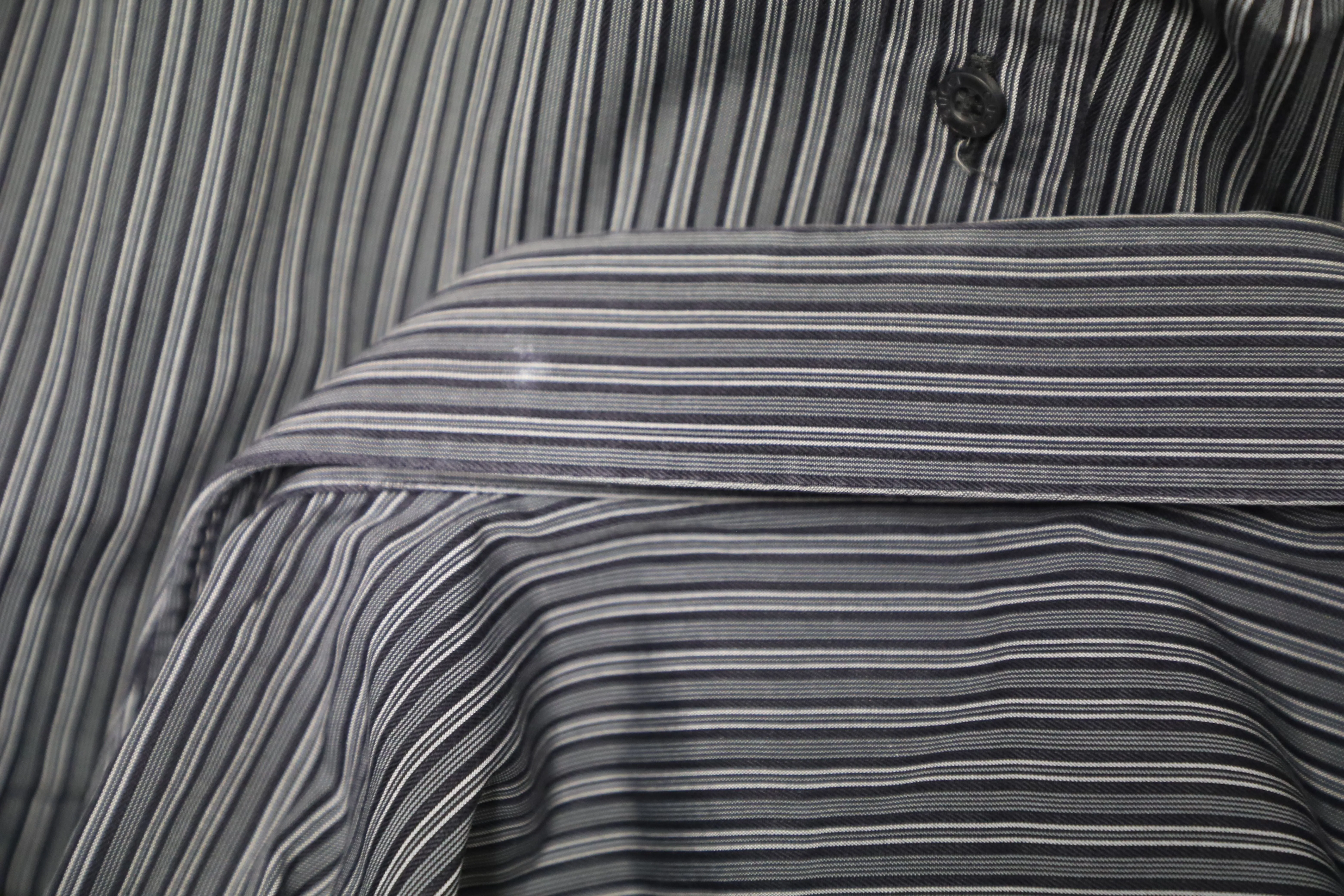 Gucci Striped Button Down Shirt in Navy Blue Cotton