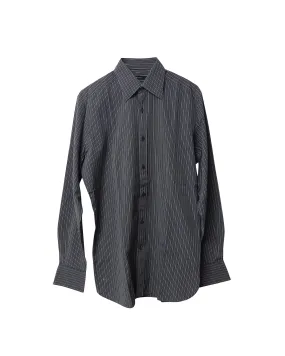 Gucci Striped Button Down Shirt in Navy Blue Cotton