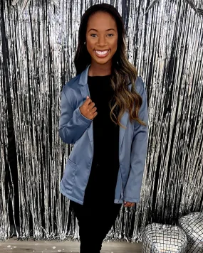 Keep It Up Slate Satin Blazer