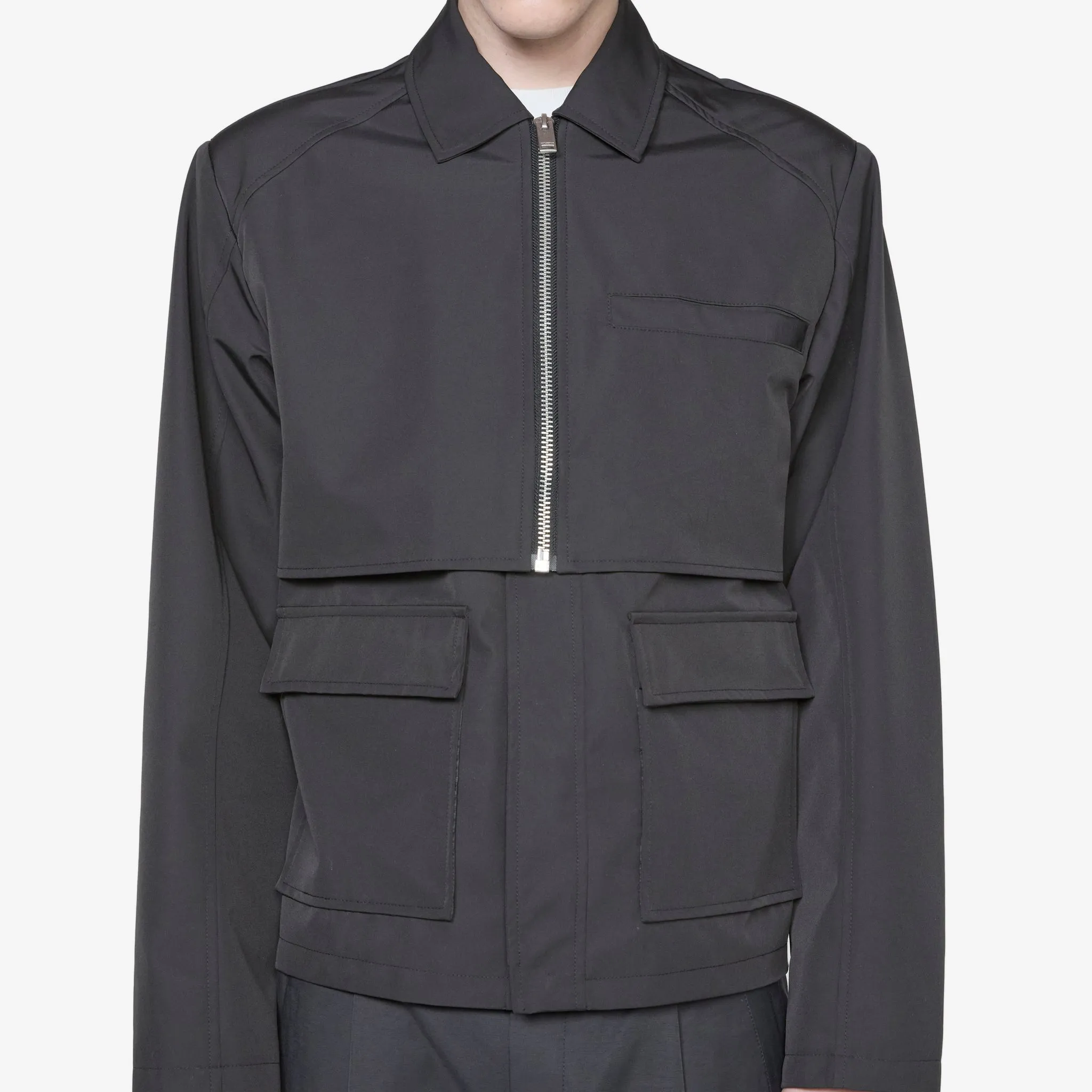 Layered Boxy Jacket Black