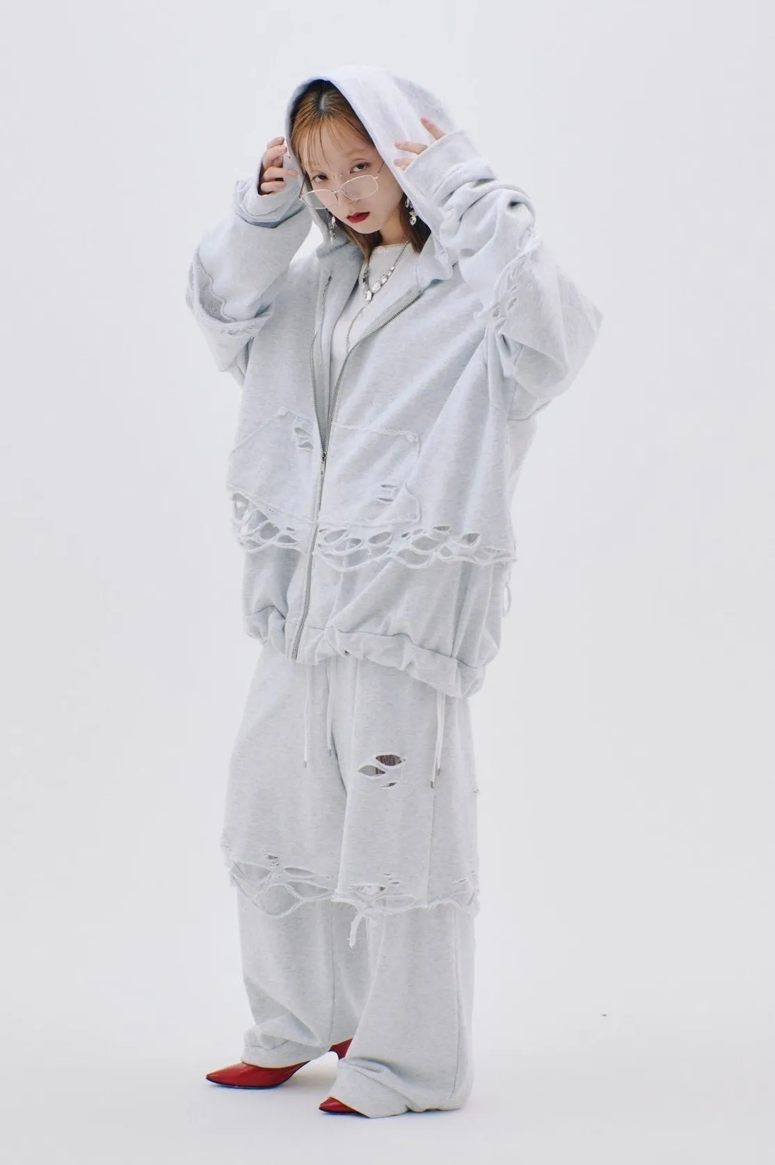 Layered Crush Hoodie(Gray)