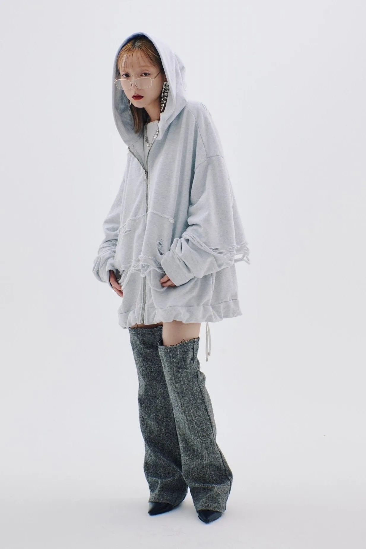 Layered Crush Hoodie(Gray)