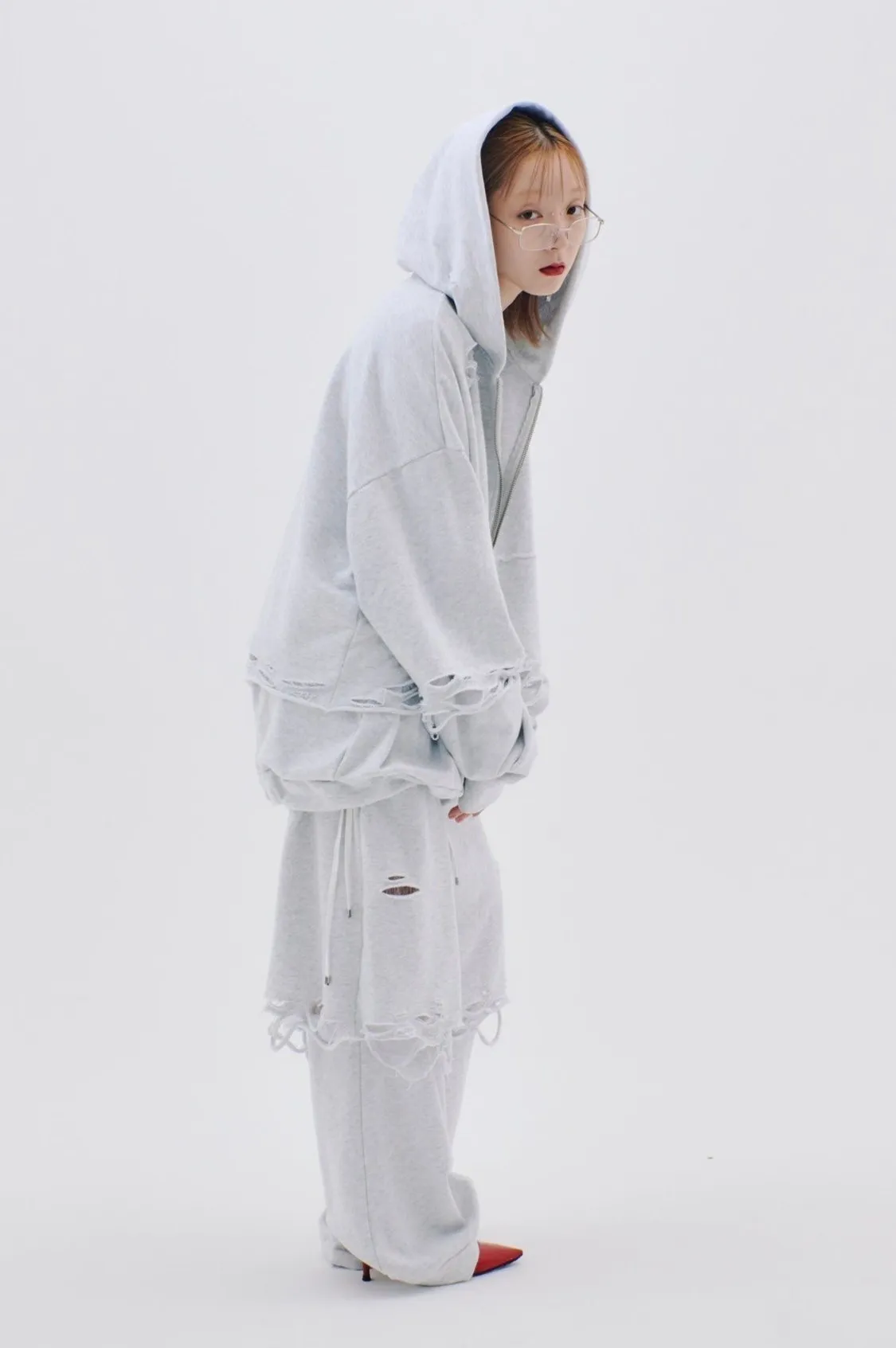 Layered Crush Hoodie(Gray)